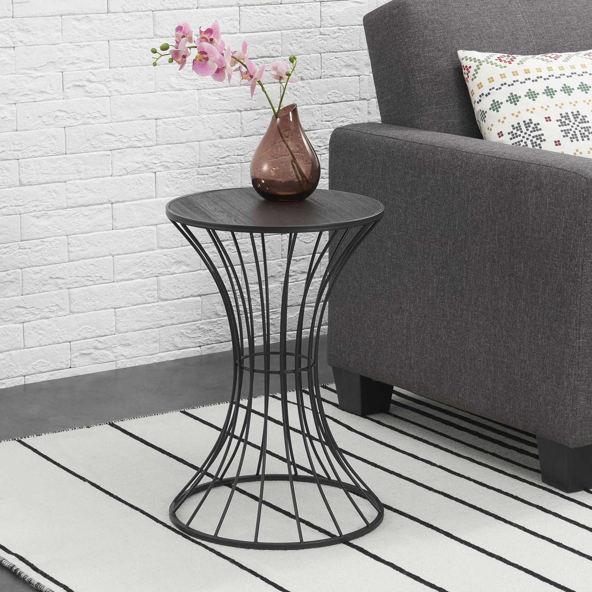 Salontafel Zandloper rond 55,5xØ37,5 cm metaal en MDF - verschillende kleuren - Image 5