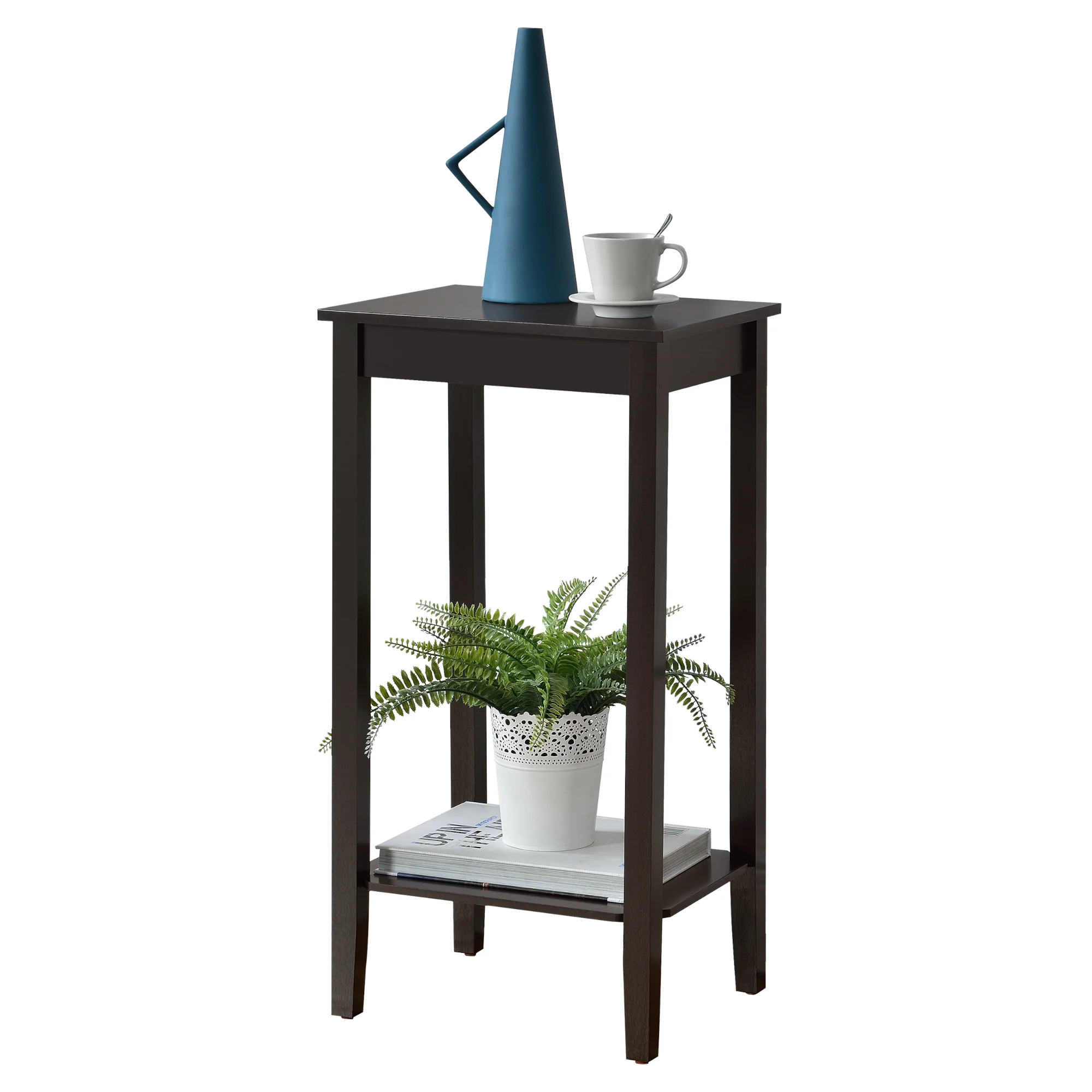 Bijzettafel Thun met plank MDF 38x30x74 cm donkerbruin