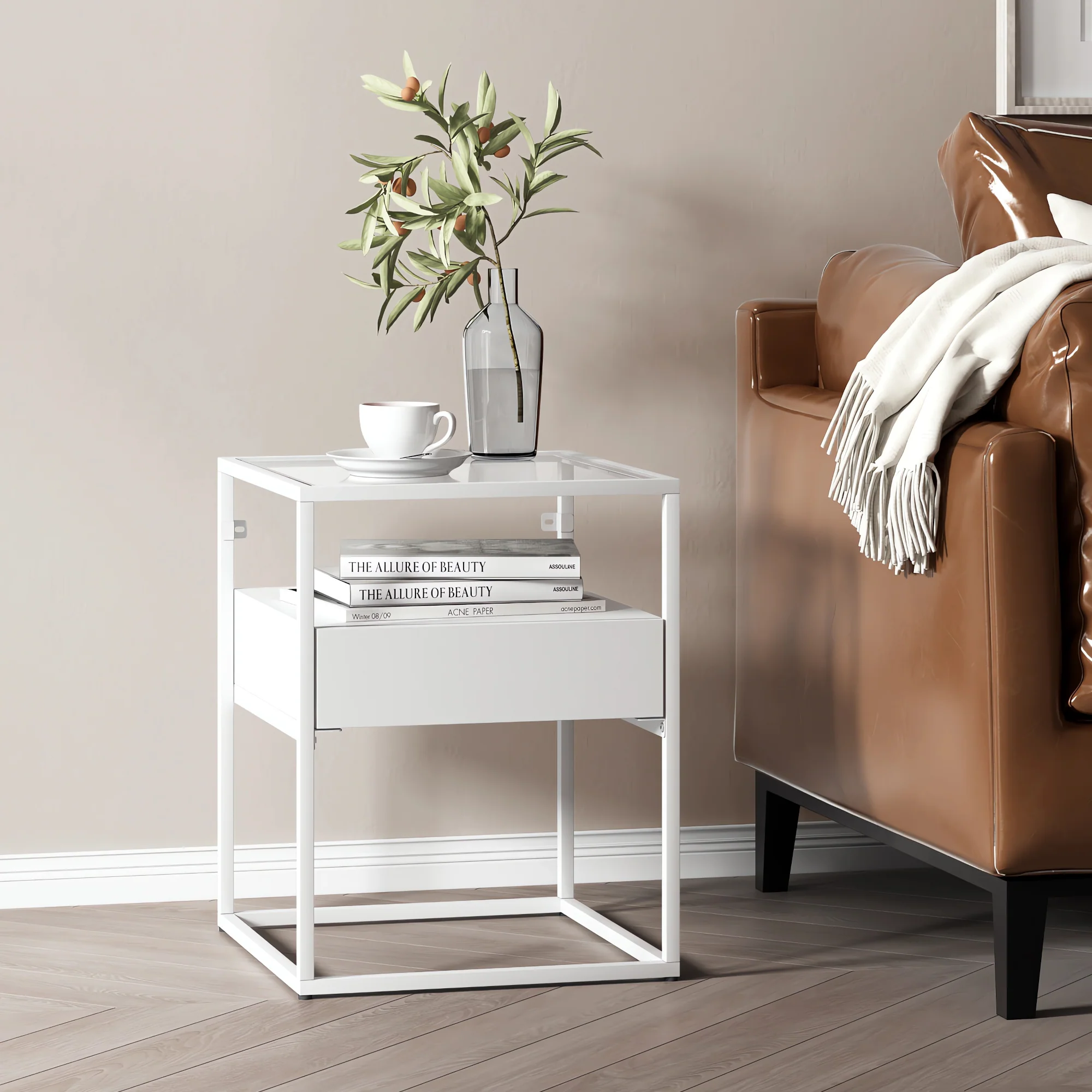 [en.casa] Bijzettafel Vissenbjerg met lade 51x40x40 cm - 2 varianten - Image 3