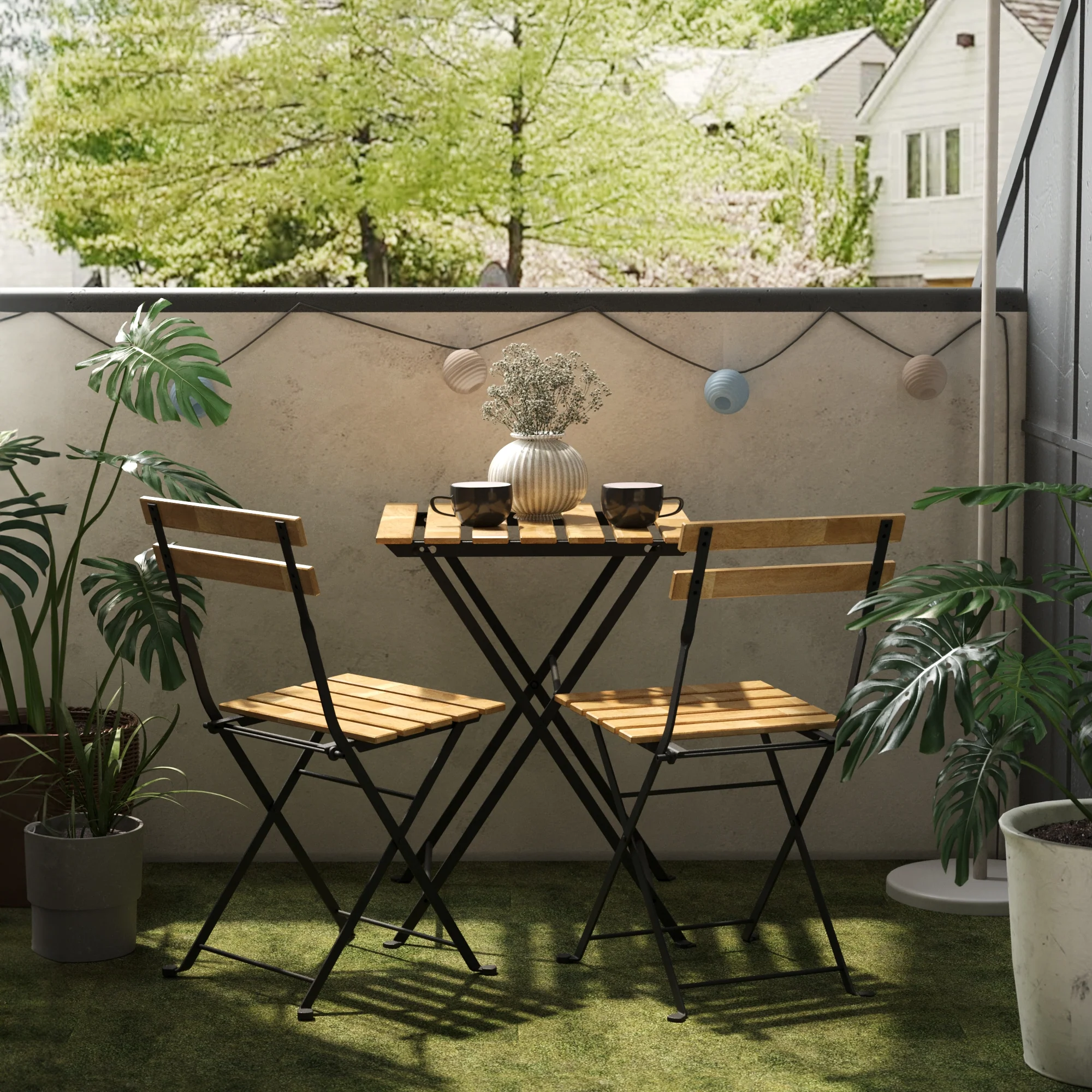 Bistroset Bovino 3-delig tuintafel met 2 tuinstoelen zwart en naturel casa.pro