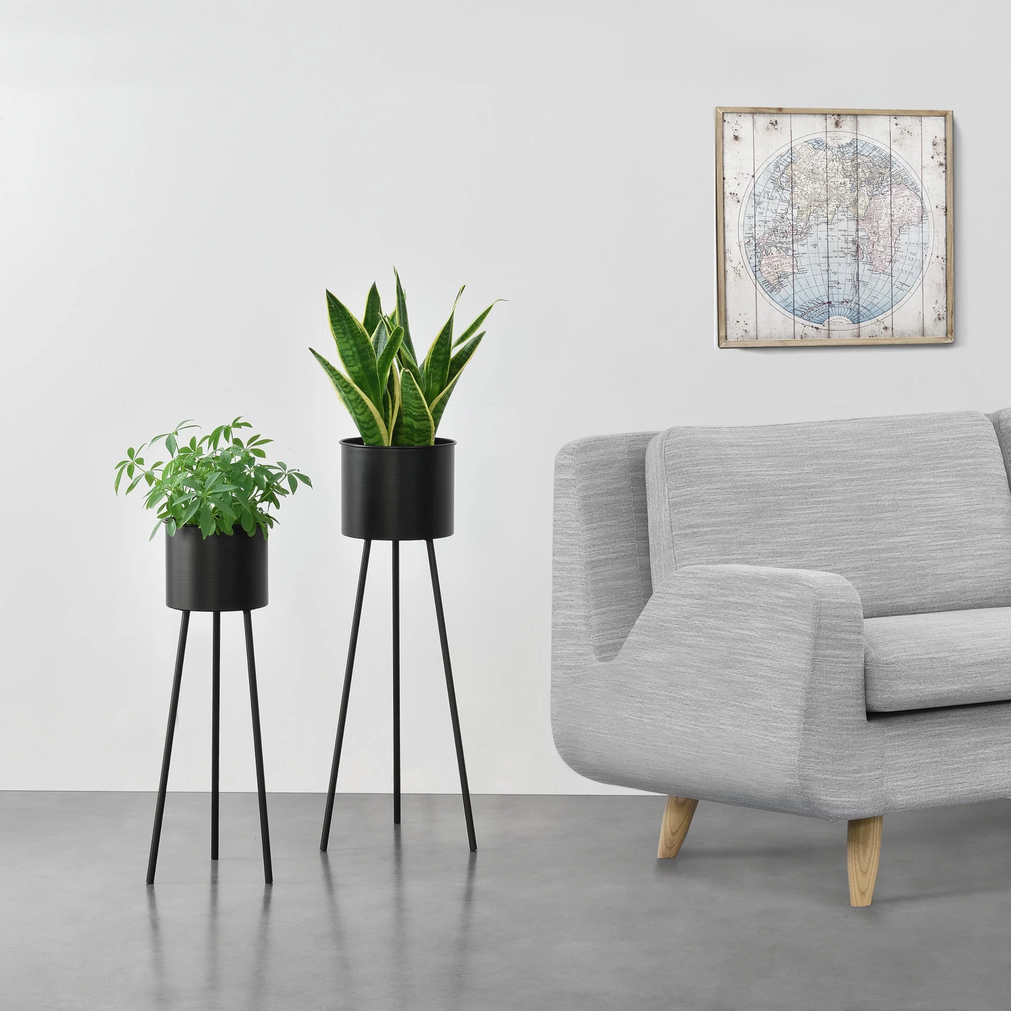 Bloempot op standaard Dalhem metaal set van 2 zwart - Image 2
