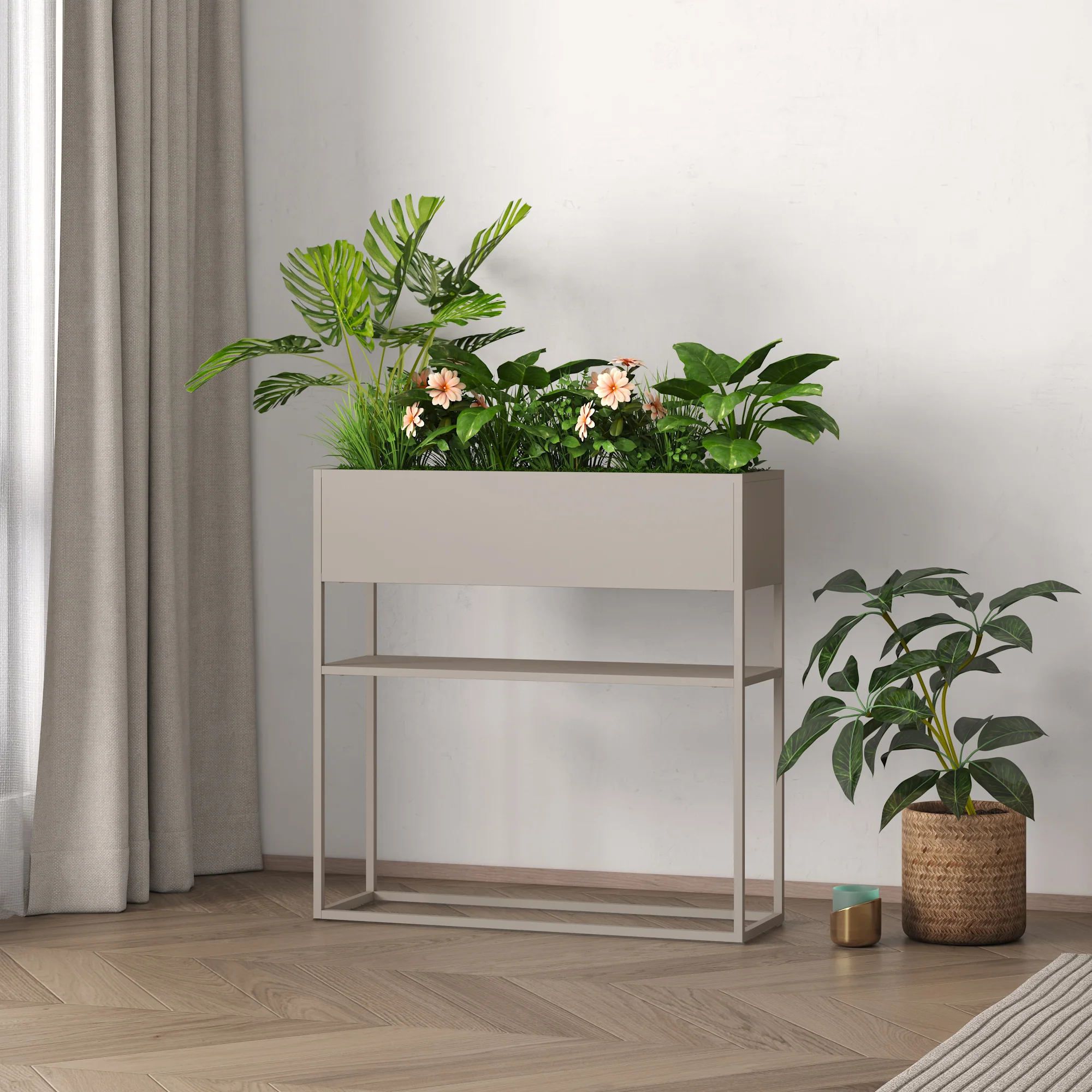 Plantenstandaard Joensuu 80x80x25 cm zwart [en.casa] - Image 2