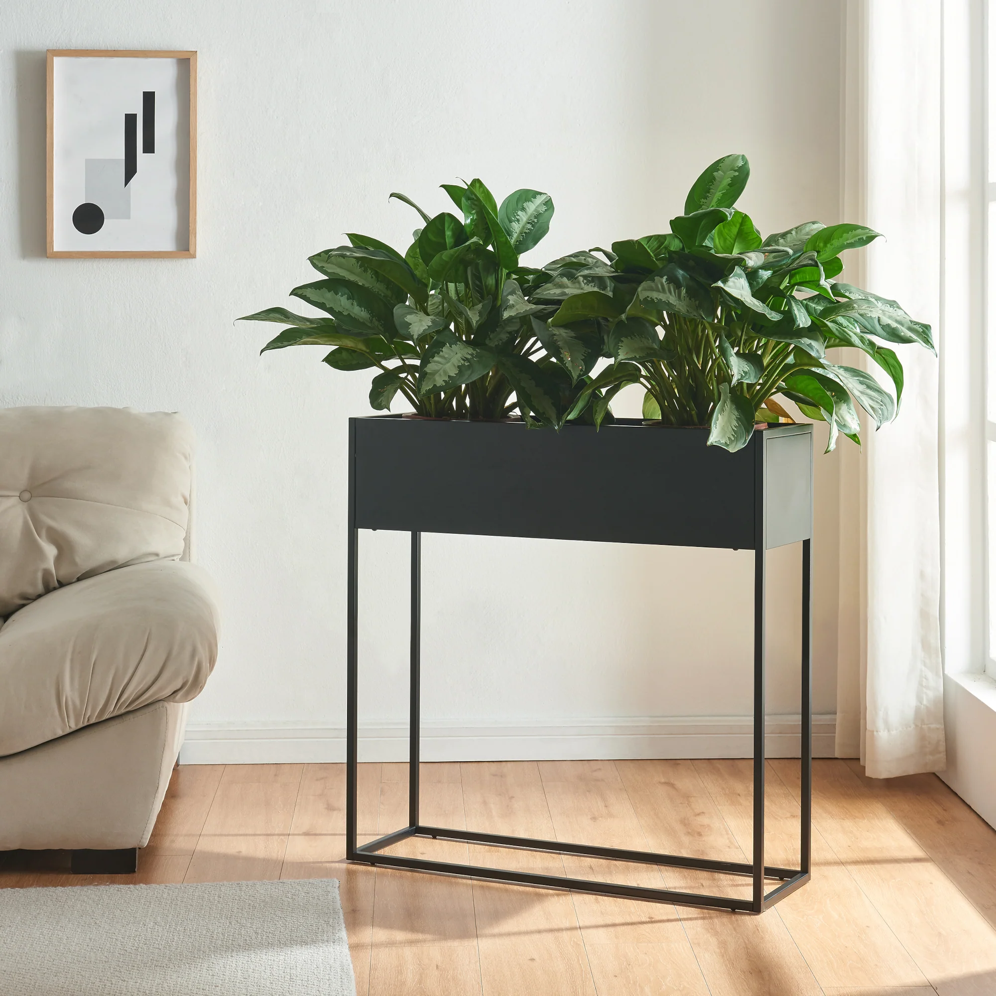 Plantenstandaard Joensuu 80x80x25 cm zwart [en.casa] - Image 3