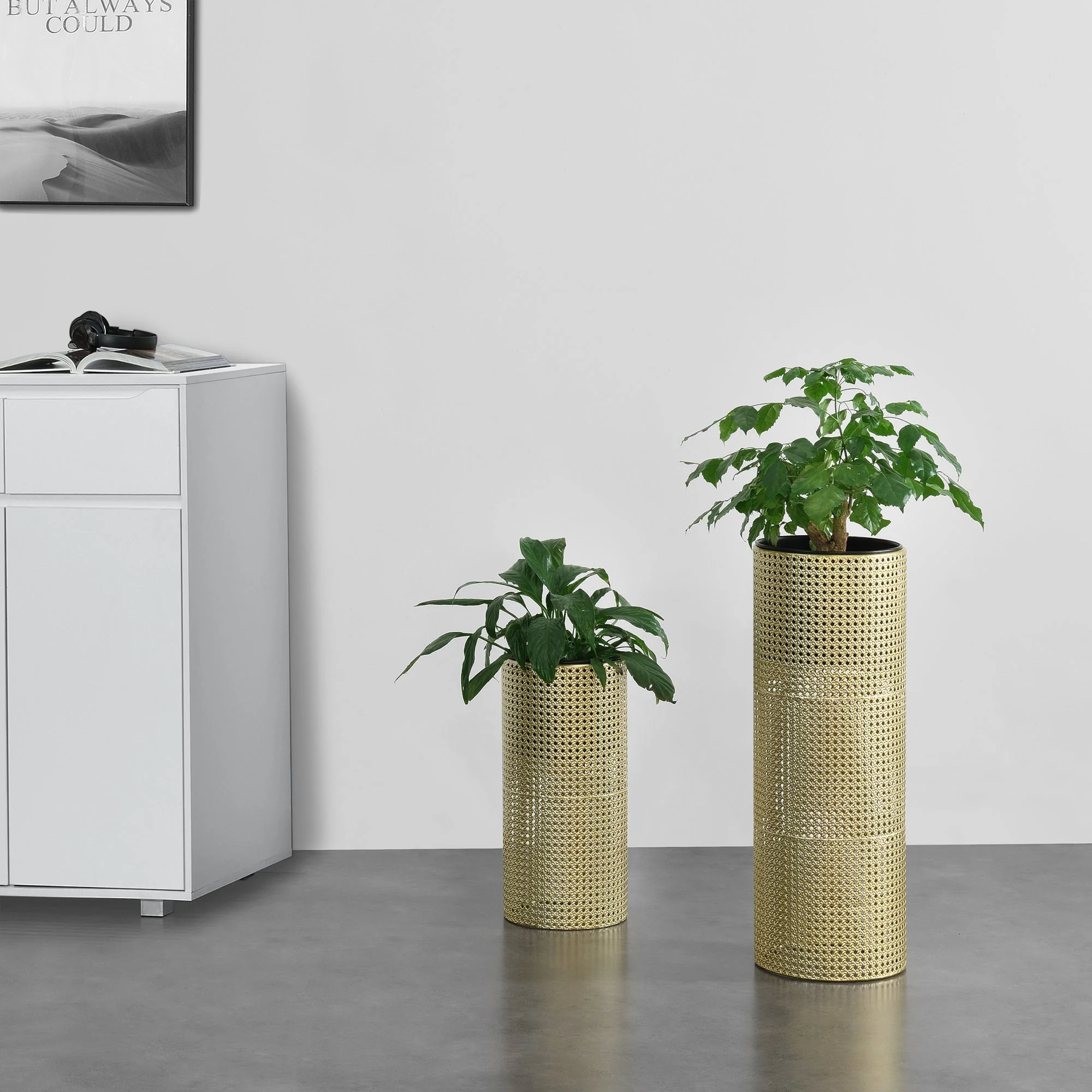 Bloempot op standaard Luttich metaal set van 2 goud en zwart - Image 2