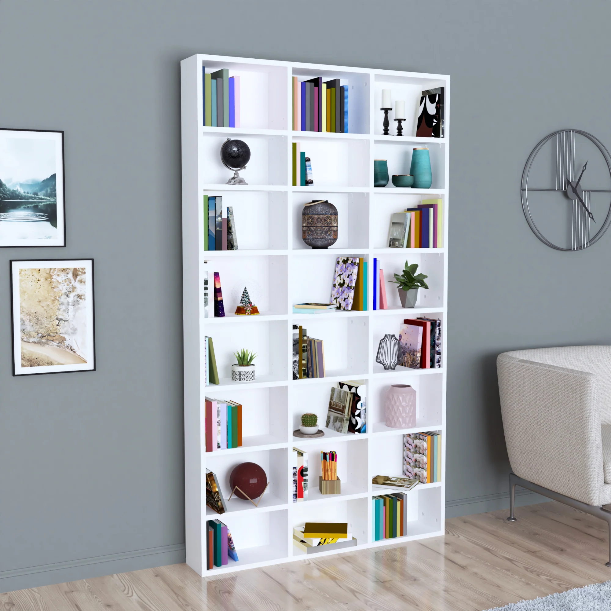 [en.casa] Boekenkast Askvoll schap 178x102x16 cm wit