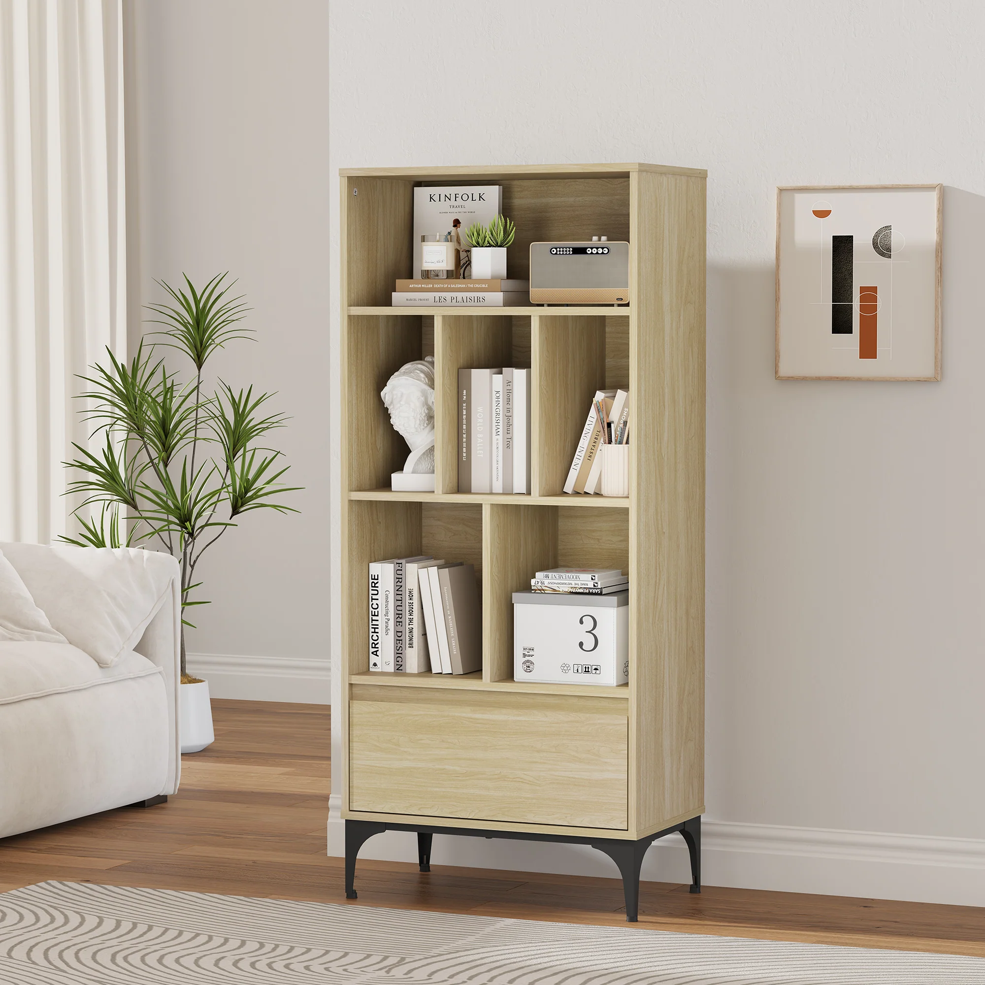 Boekenkast Kistiandi 137x60x35 cm [en.casa] - Image 3