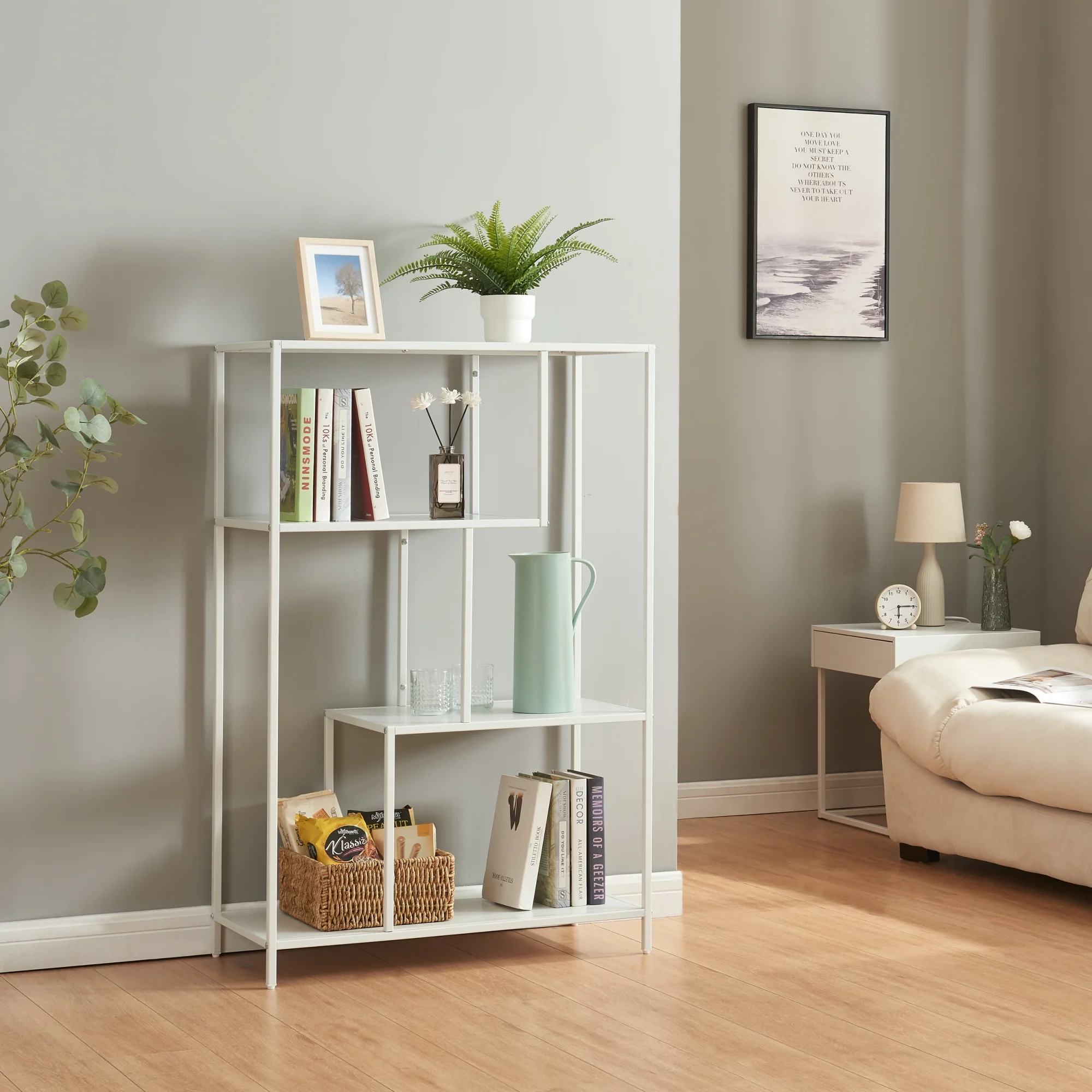 [en.casa] Boekenkast Reisjärvi open kast 115x75x35 cm - 2 varianten - Image 2
