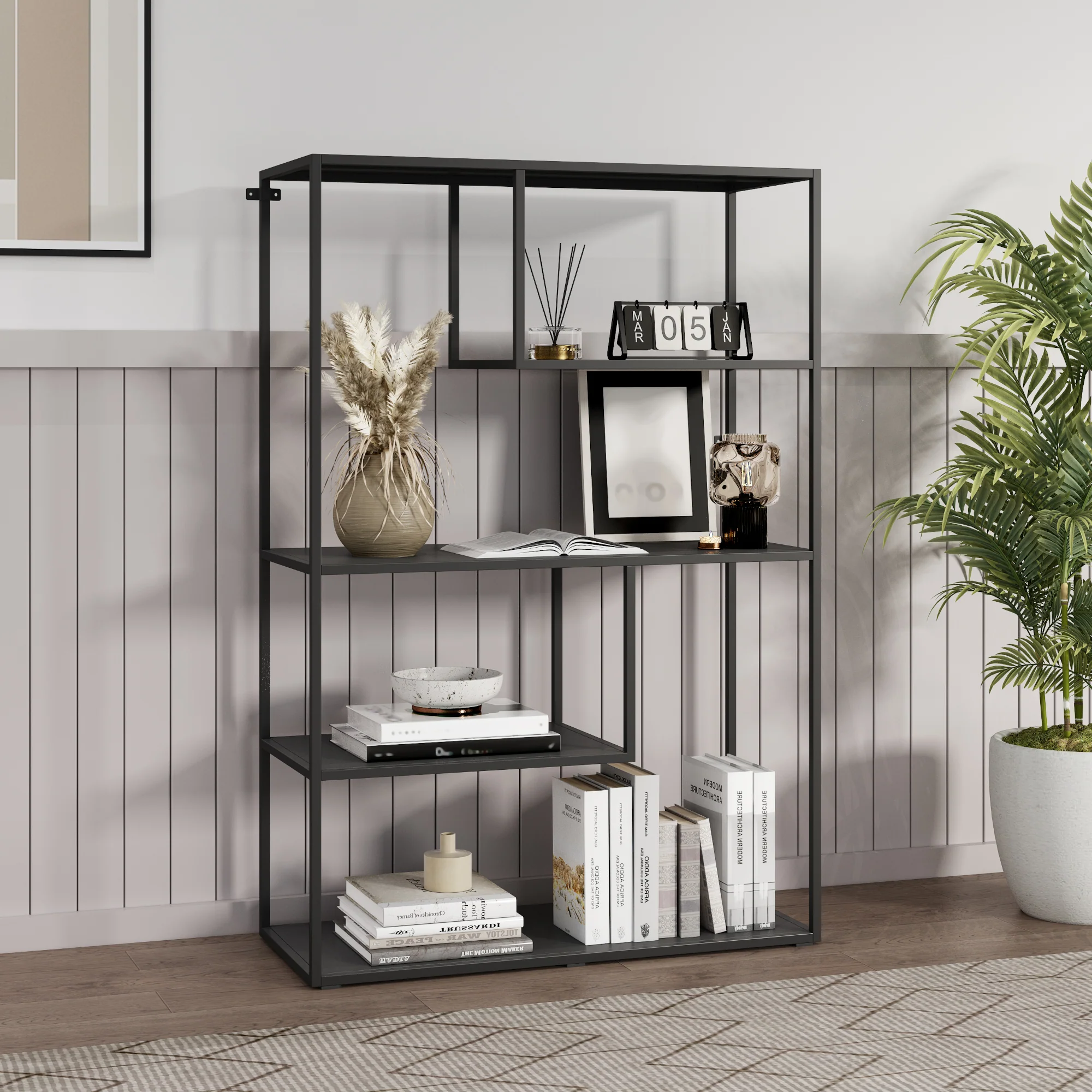 Boekenkast Sievi schap 126x85x35 cm [en.casa] - Image 2