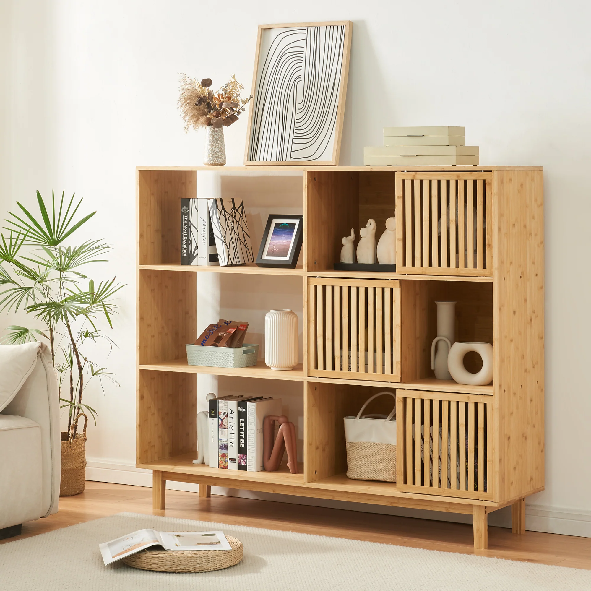 Boekenkast Ypäjä schap bamboe naturel [en.casa] - Image 2