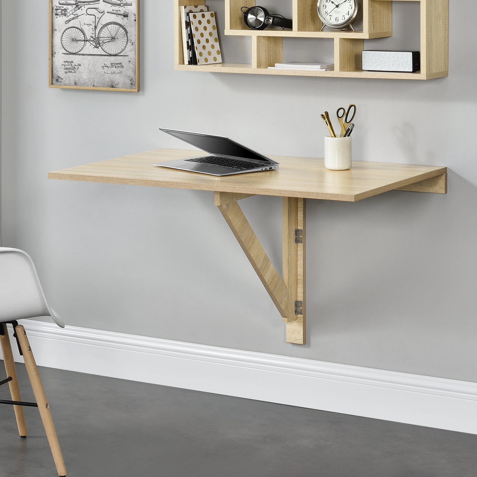 Tafel bureau opvouwbaar voor wandmontage 100x60x58 hout - Image 2