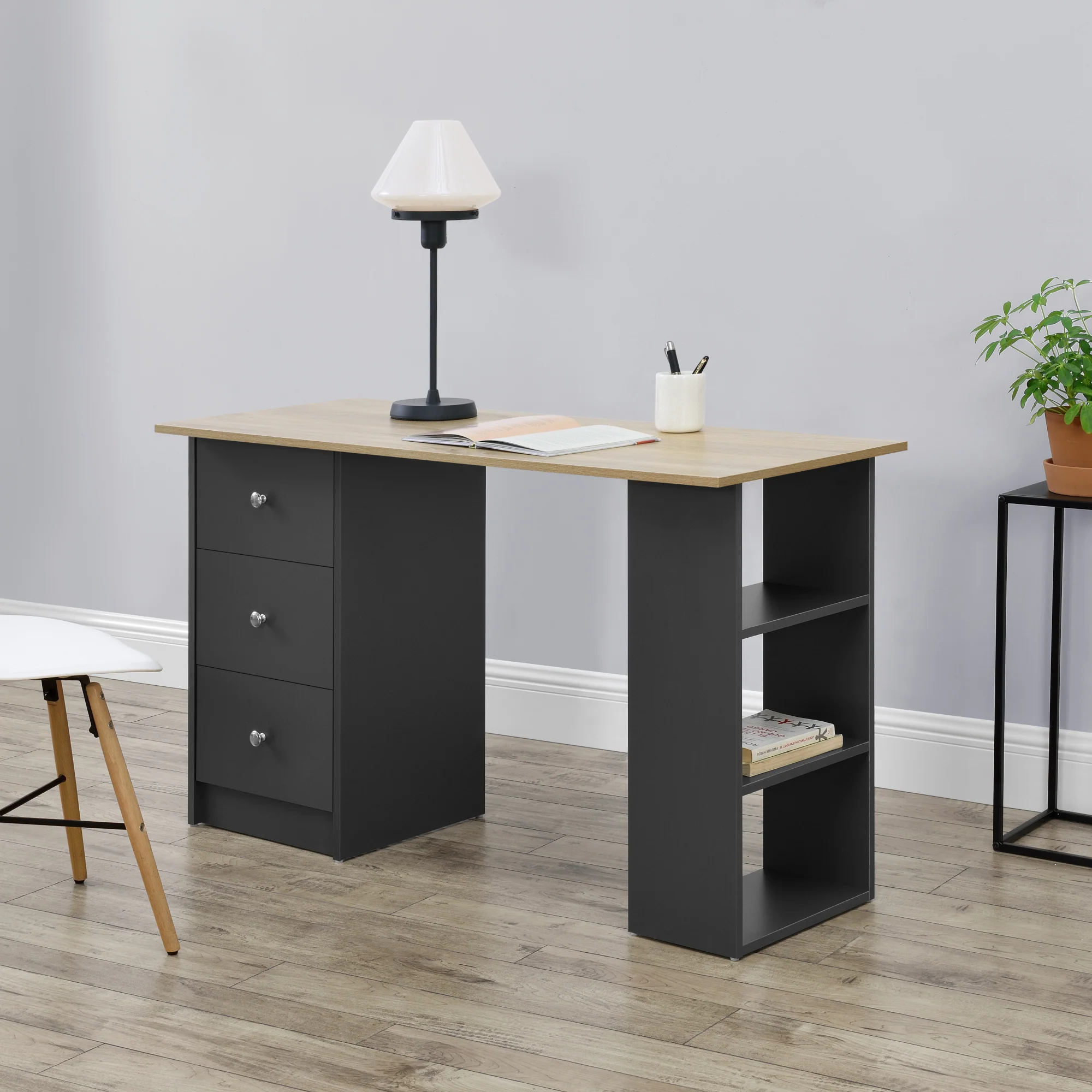 Bureau Lemberg met 3 laden en vakken 120x49x72 cm - verschillende kleuren