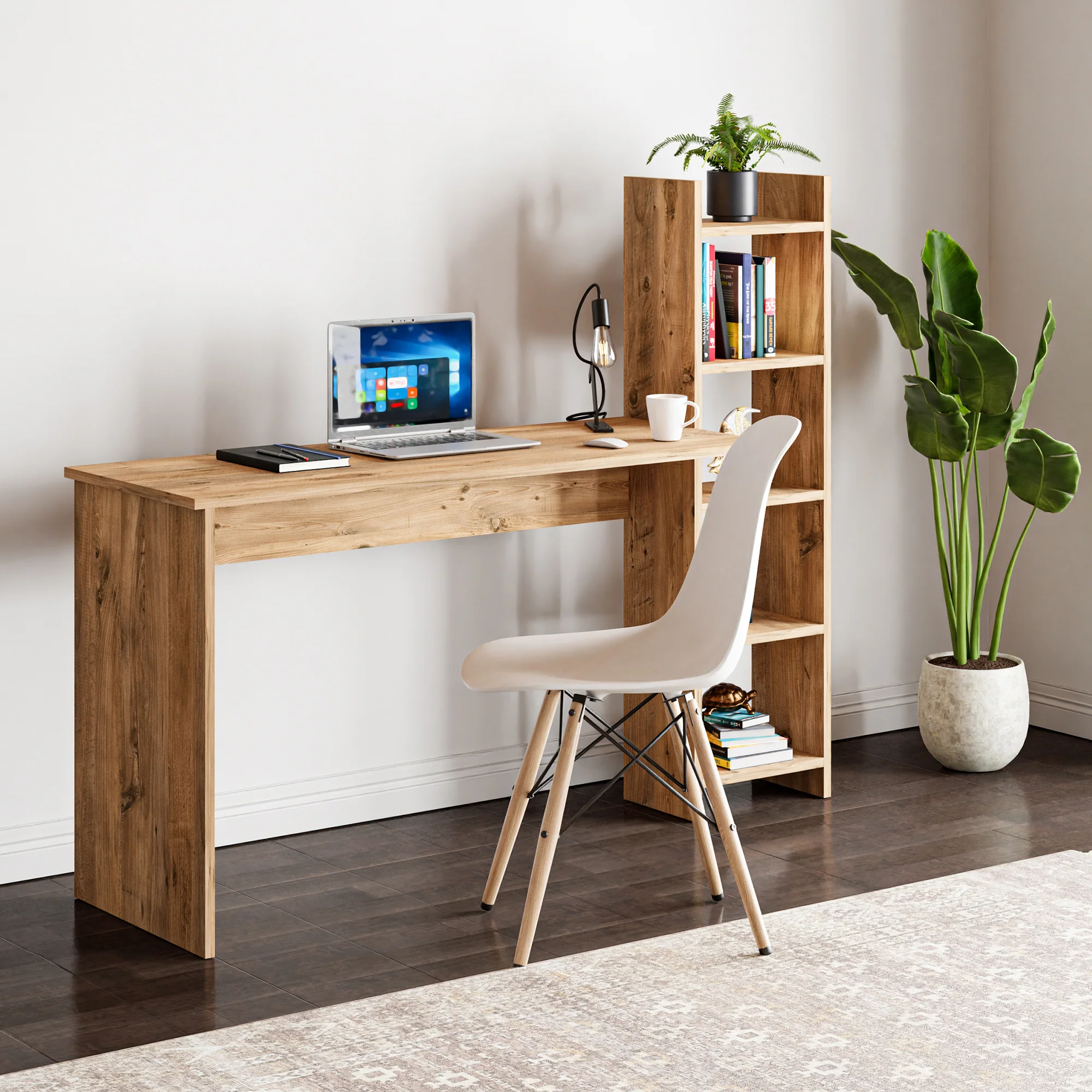 Bureau Chagtuniejle met geïntegreerd opbergrek 150x45x120 cm [en.casa] - Image 3