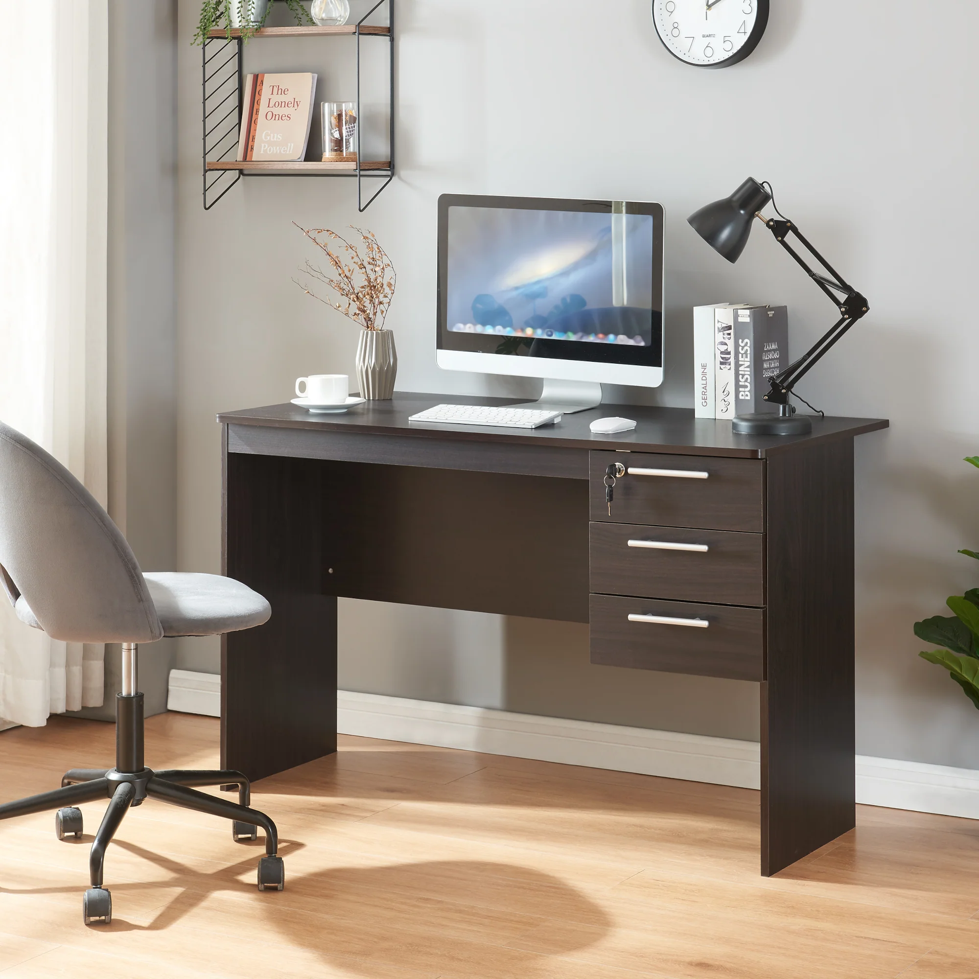 Bureau Ragunda 120x59x75 cm houtkleurig donker [en.casa]