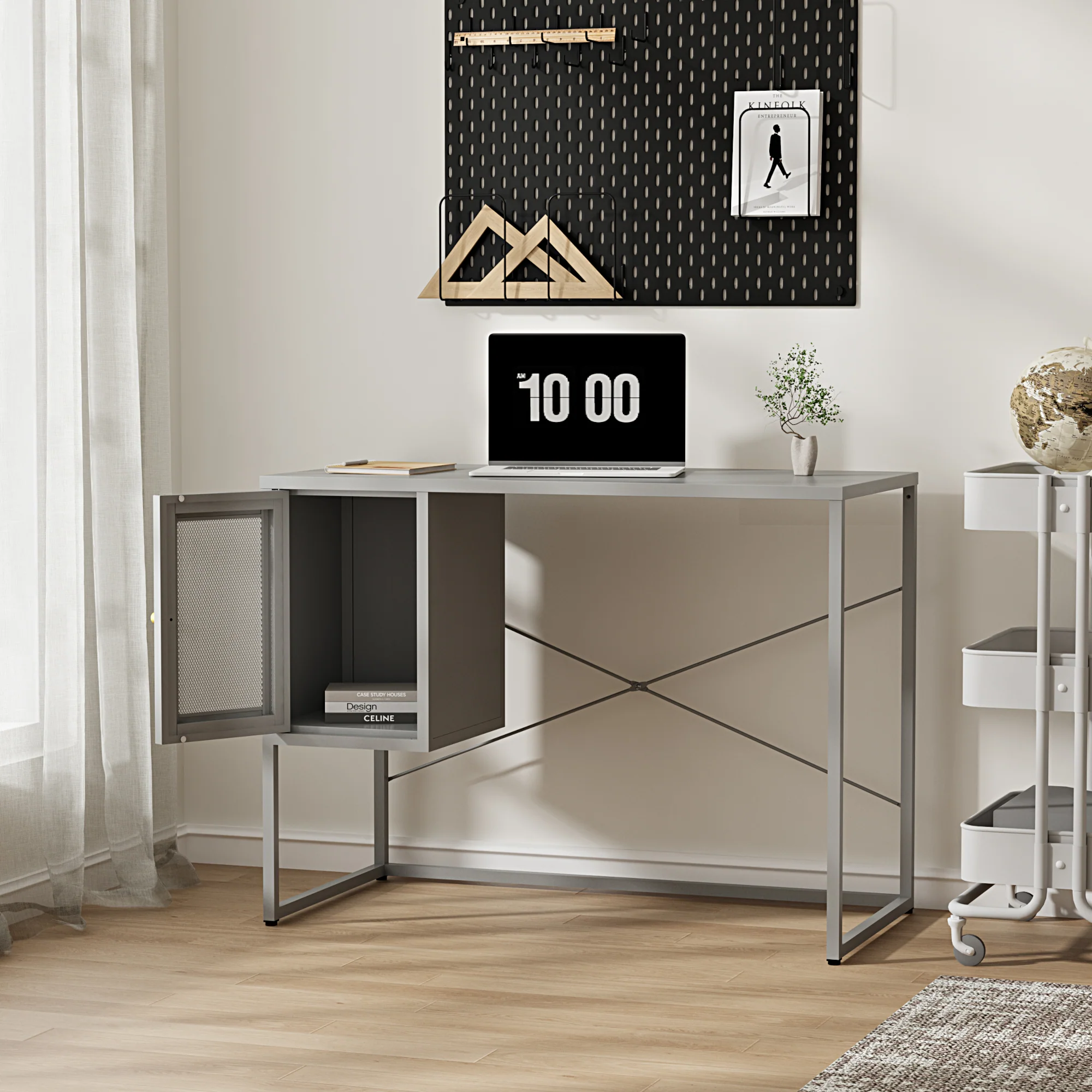 Bureau Sund metaal 75x100x50 cm grijs [en.casa]