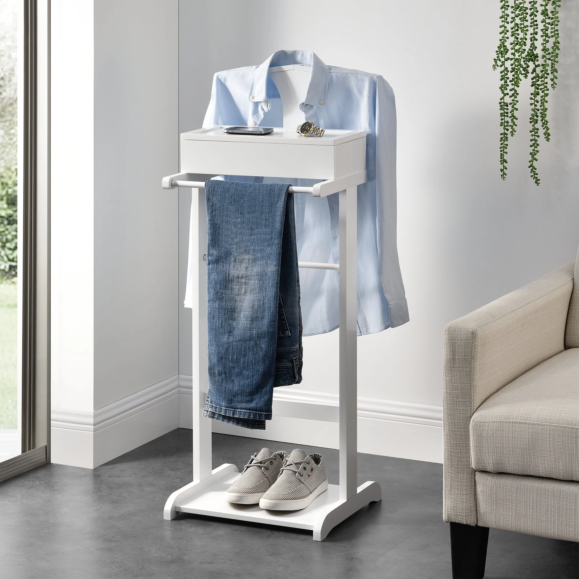 [en.casa]® Kledingrek met opbergdoos en bodemplank staand - verschillende kleuren - Image 7