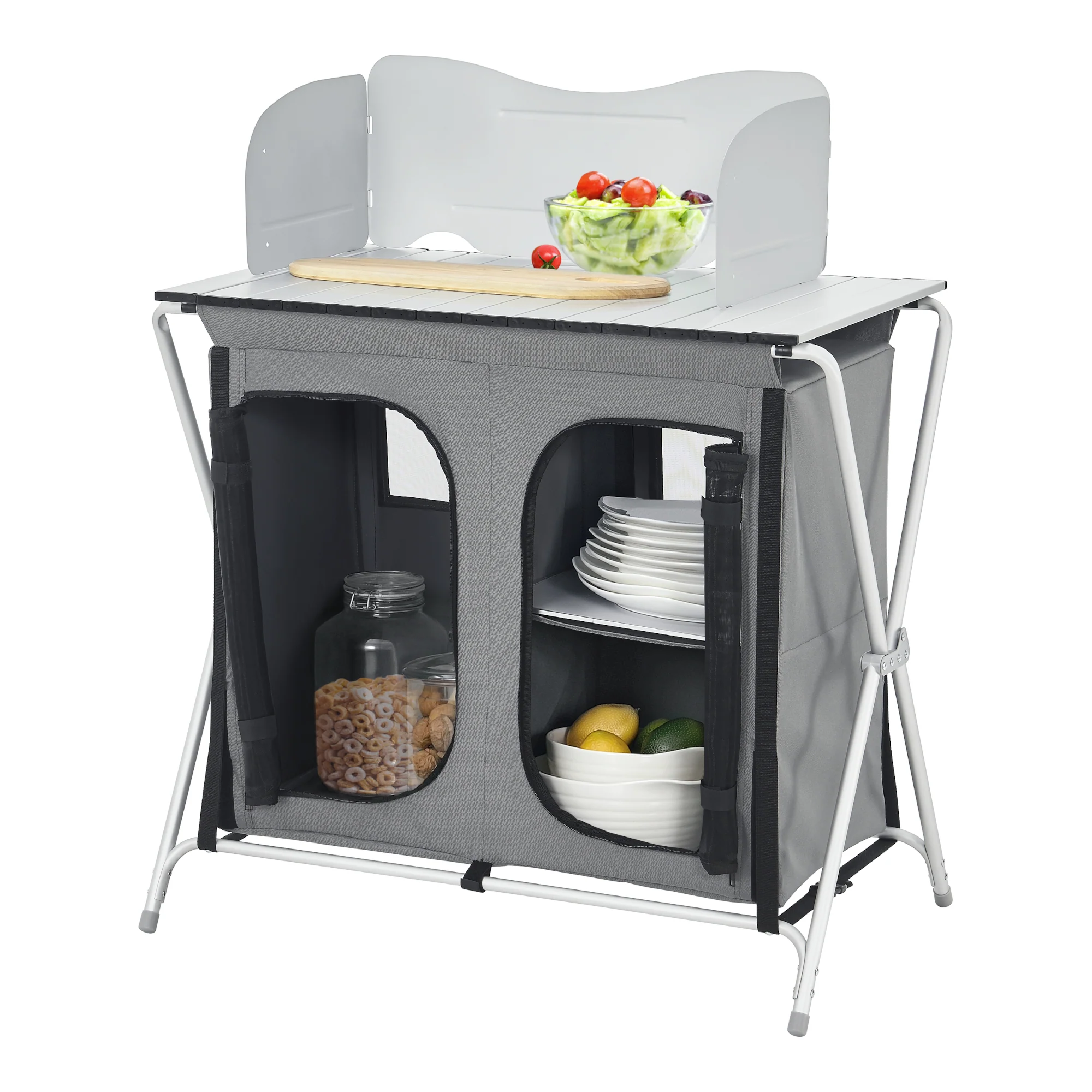 Campingkast Tullinge opvouwbaar donkergrijs [en.casa] - Image 4