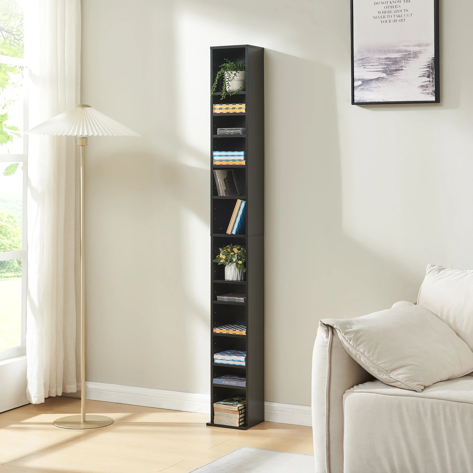 CD DVD kast Tynset vakkenkast met 12 vakken 175x20x20 cm [en.casa] - Image 6