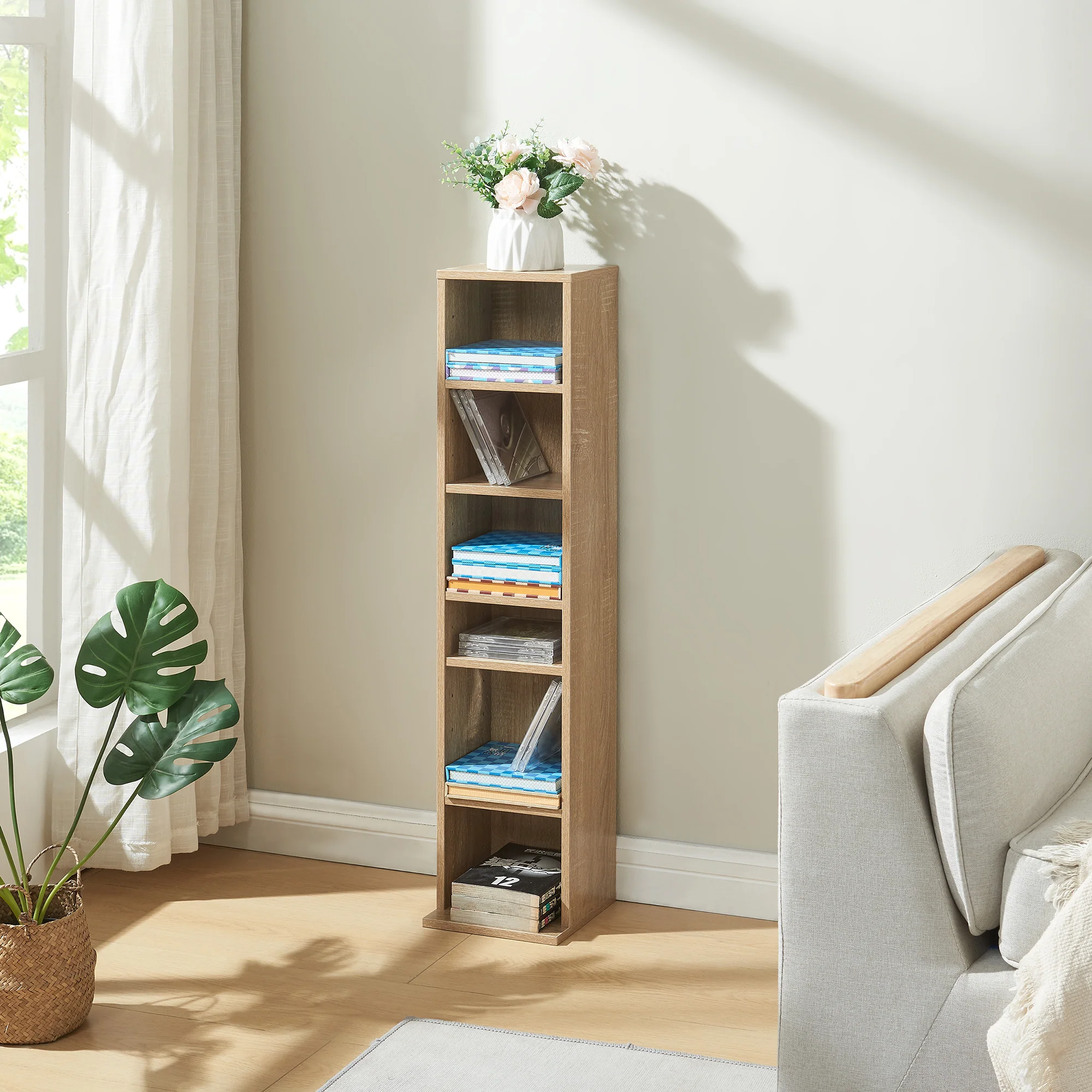 CD DVD kast vakkenkast met 6 planken 90x20x20 cm - verschillende kleuren - Image 5