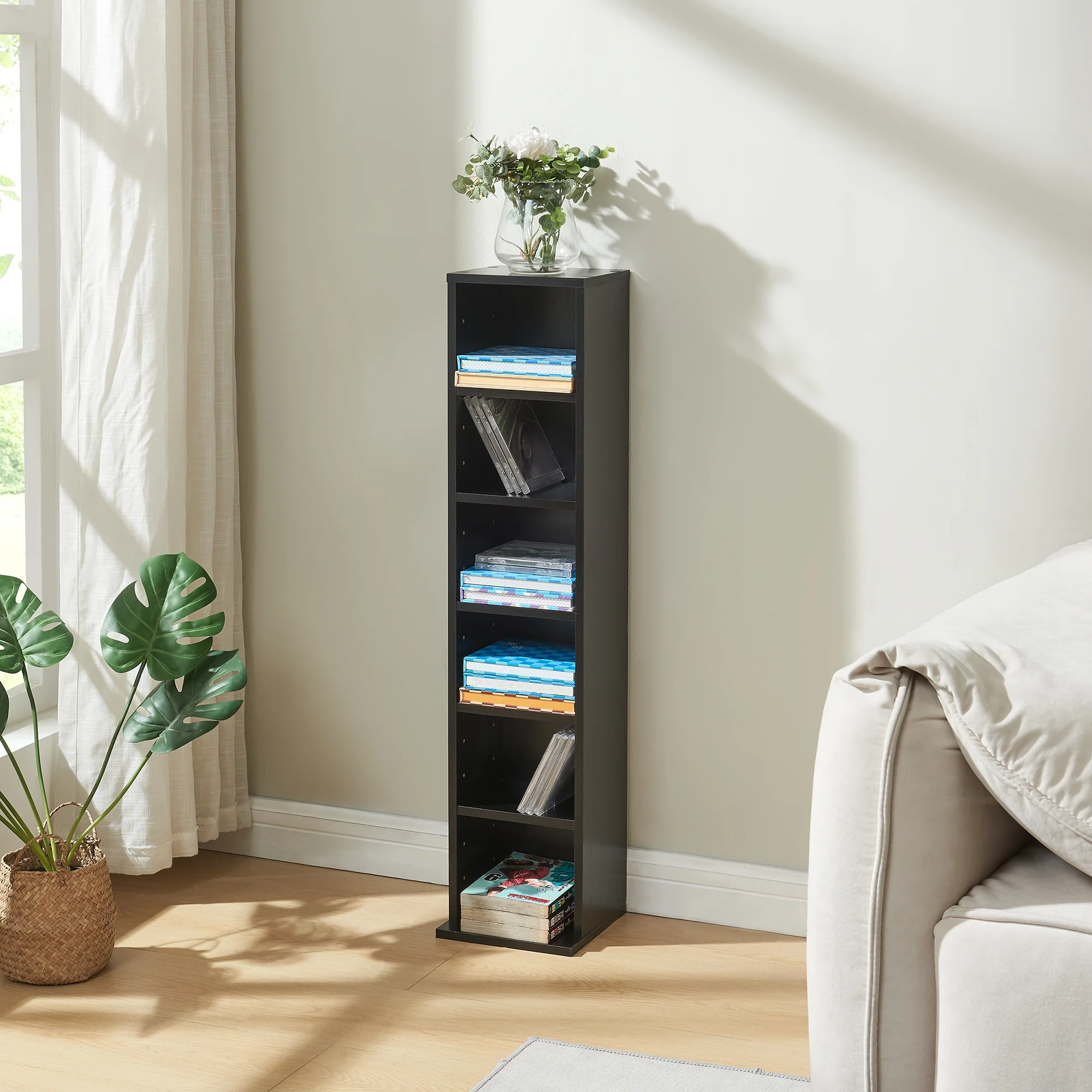 CD DVD kast vakkenkast met 6 planken 90x20x20 cm - verschillende kleuren - Image 6