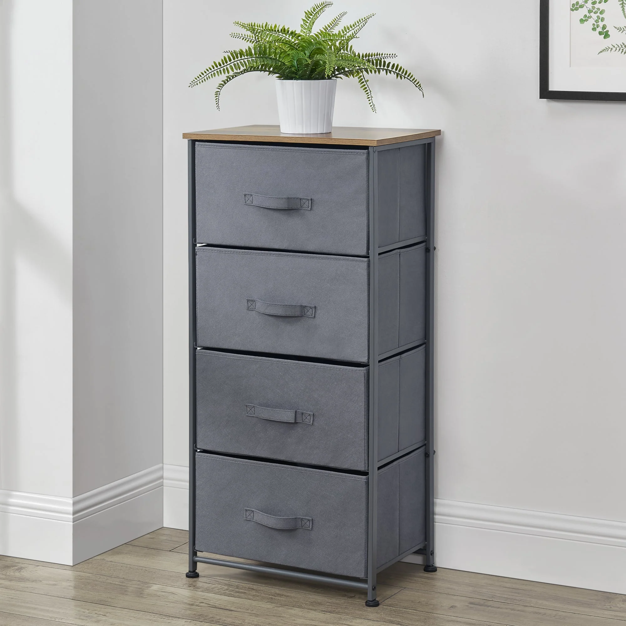 Commode met lades grijs stof en hout - 4 varianten - Image 7