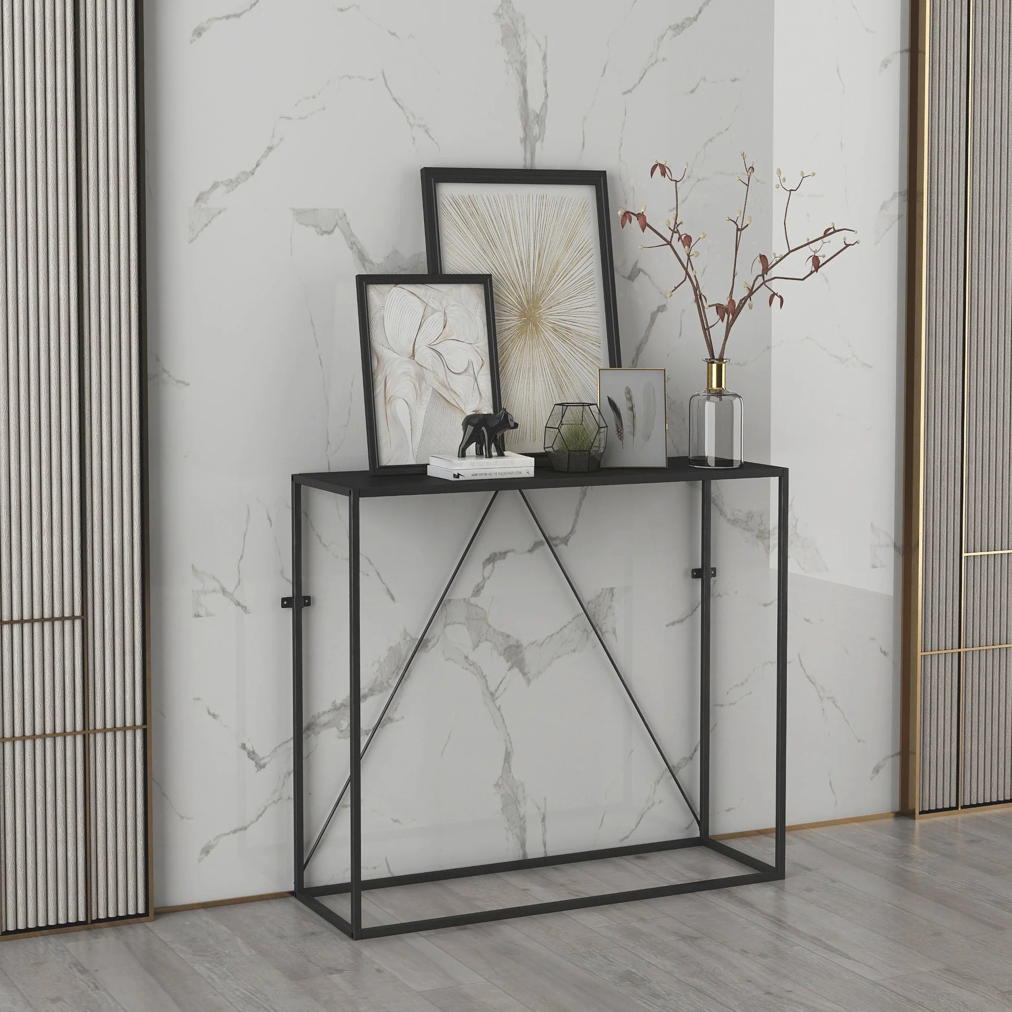 [en.casa] Console tafel Austevoll 90x30x80 cm staal - 2 varianten - Image 3