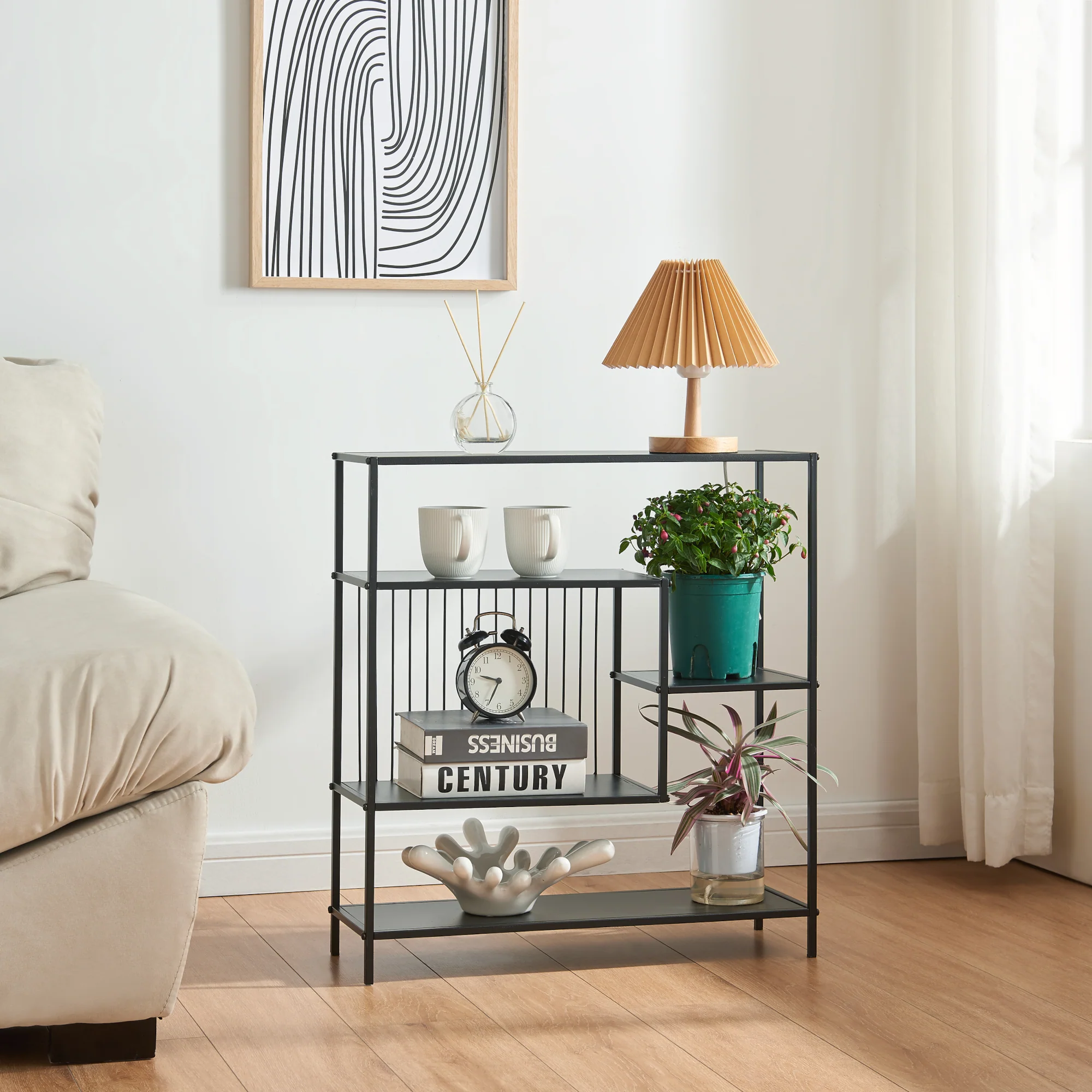 Console tafel Beesel metaal 65,5x60x20 cm zwart [en.casa]