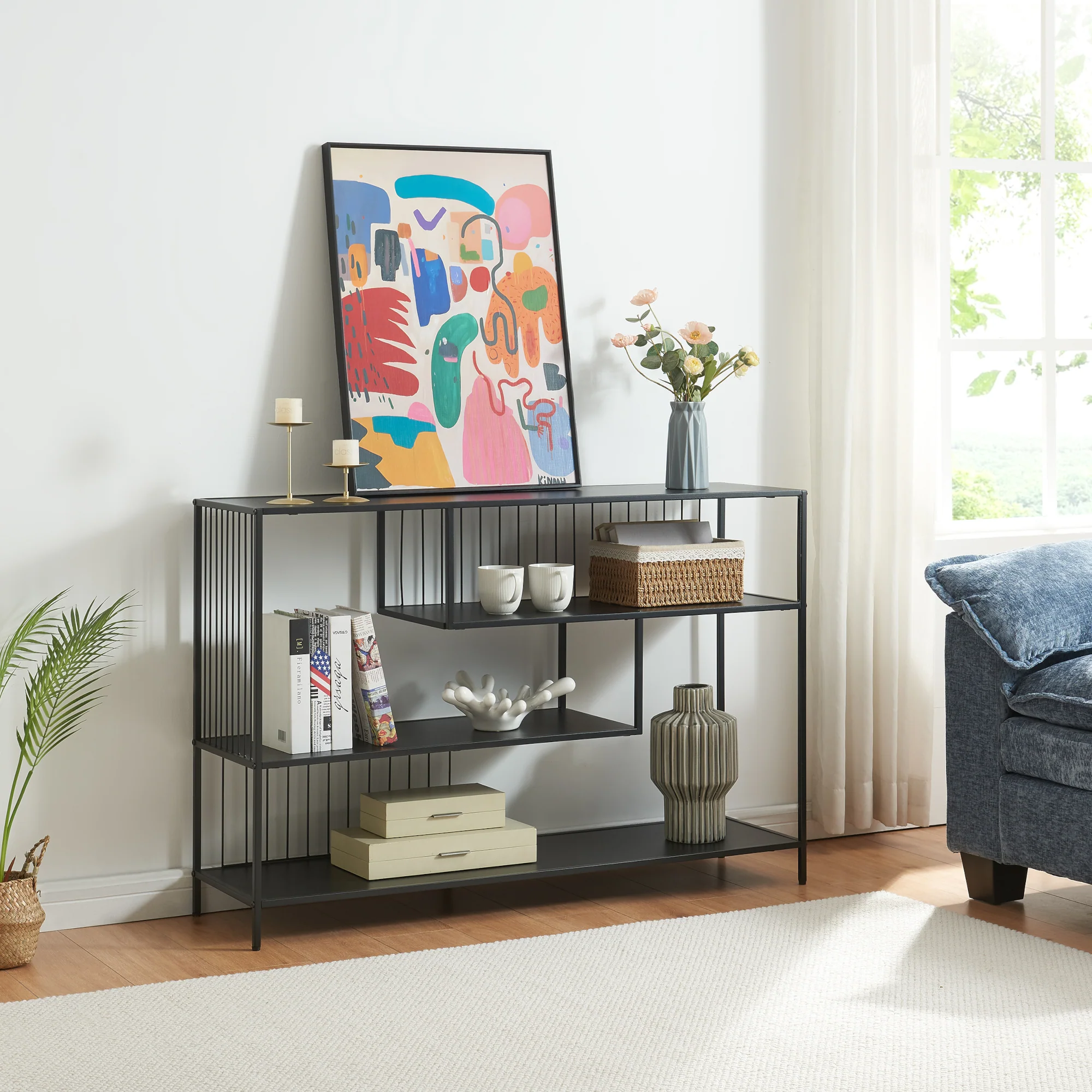 Console tafel Oxelösund 120x33x80 cm zwart [en.casa]