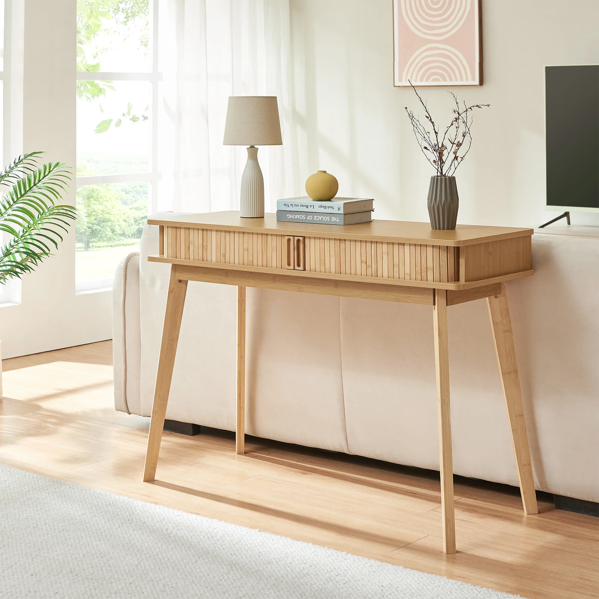 Consoletafel Tysvær bamboe 110x40x78 cm naturel [en.casa] - Image 2