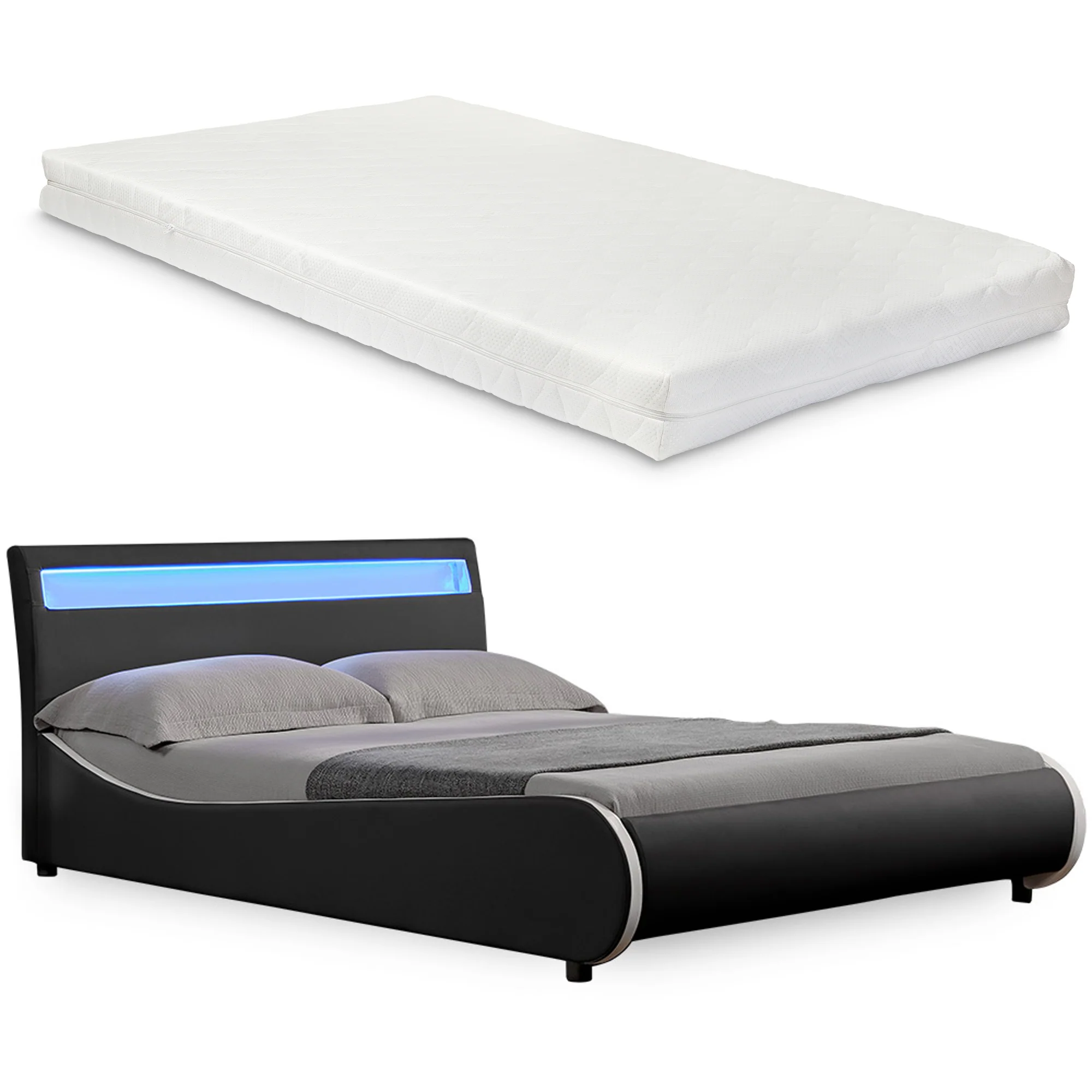 Bed Valencia met LED-verlichting incl. matras en lattenbodem - verschillende maten en kleuren - Image 15