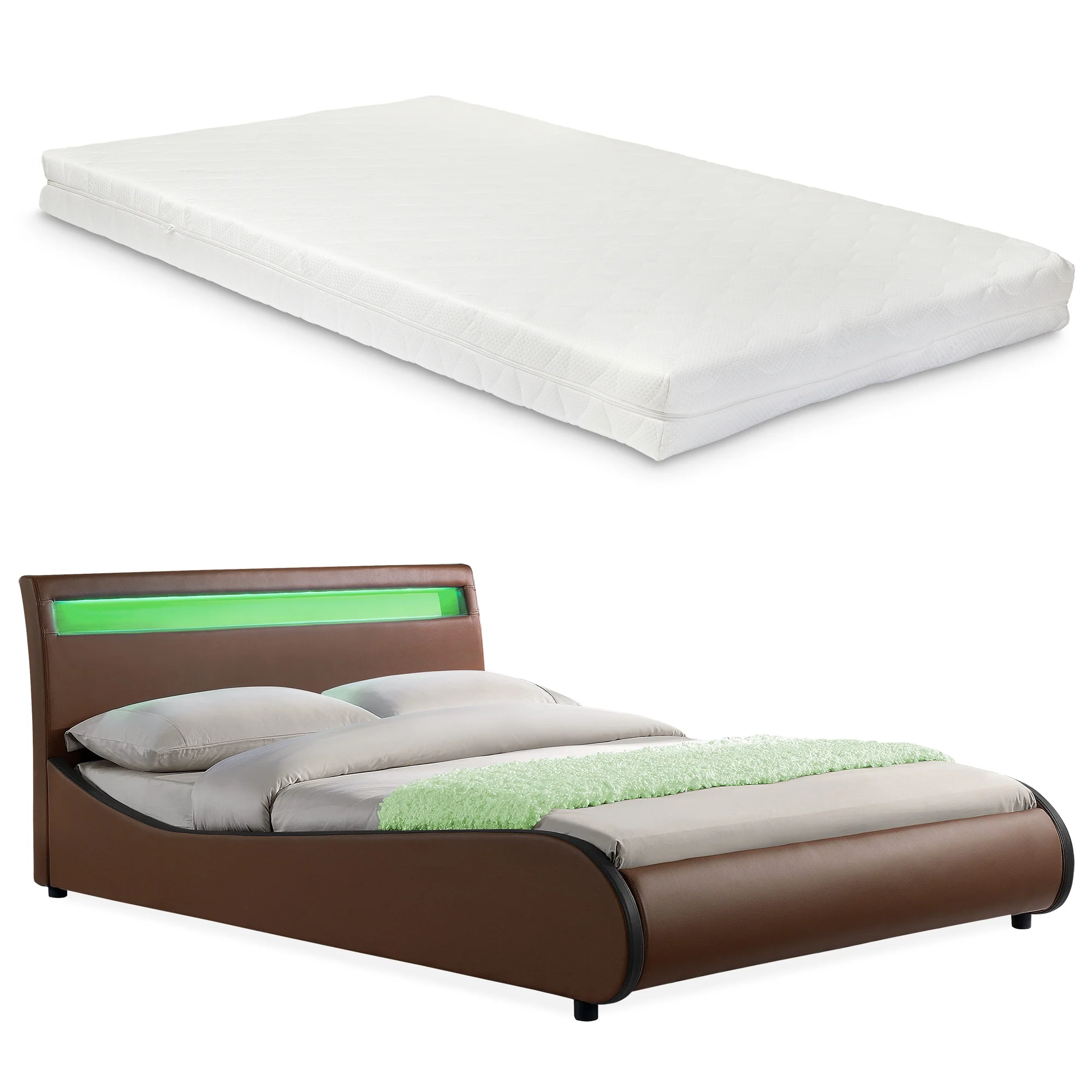 Bed Valencia met LED-verlichting incl. matras en lattenbodem - verschillende maten en kleuren - Image 3