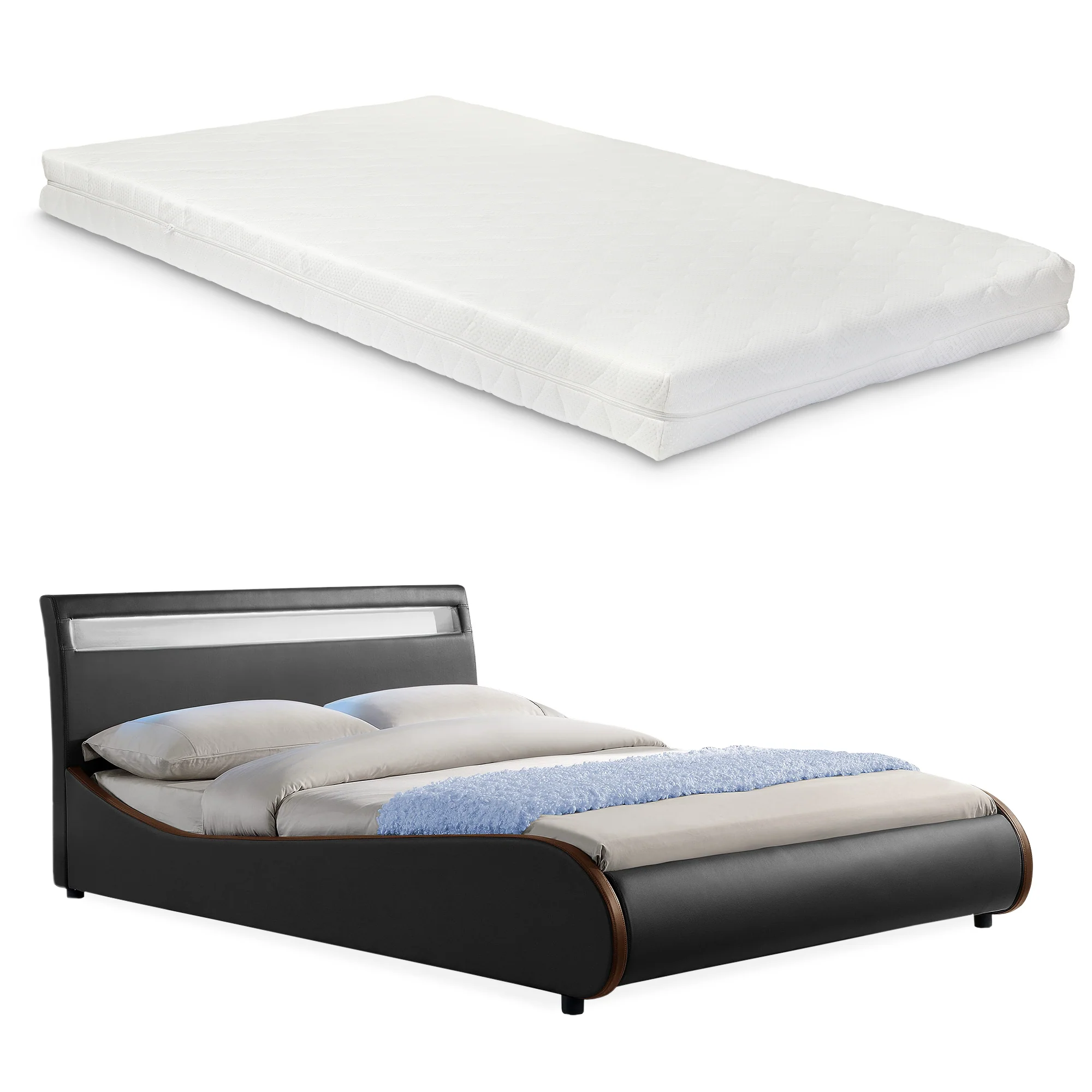 Bed Valencia met LED-verlichting incl. matras en lattenbodem - verschillende maten en kleuren - Image 4