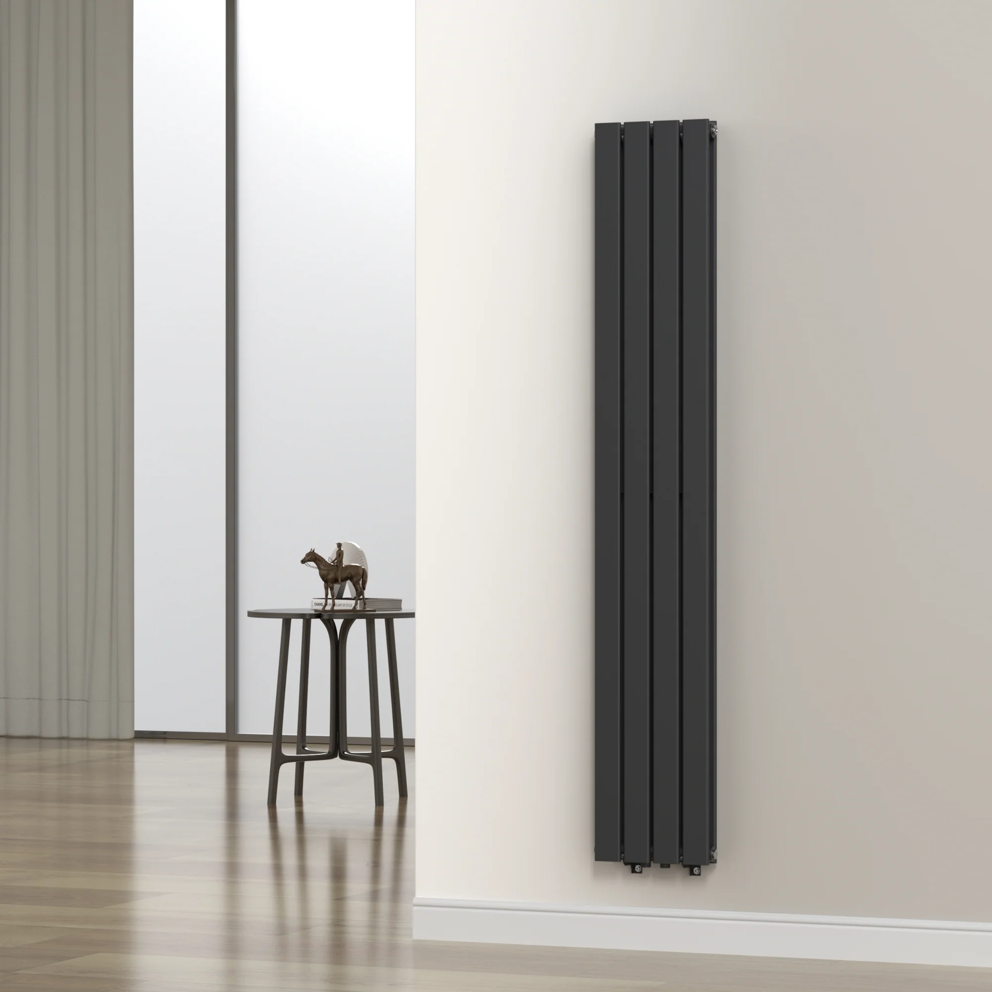 [neu.haus] Designradiator Nore 180x30x7,8 cm zwart - Image 2