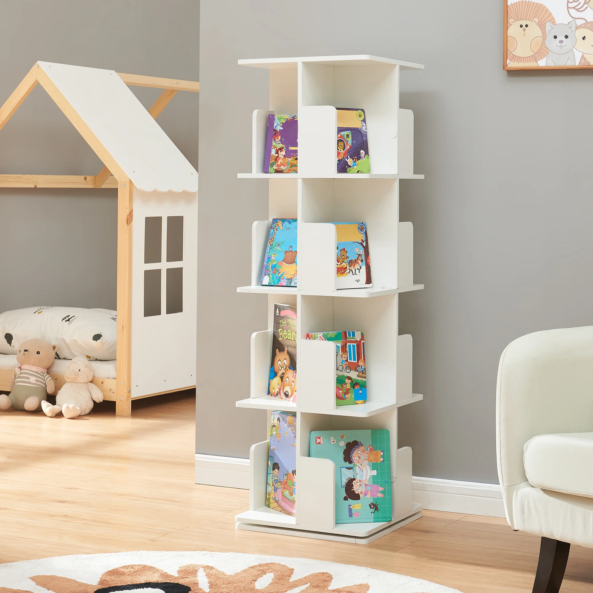 Kinderboekenkast Talöpintaa draaibaar 129x40x40 cm [en.casa] - Image 3