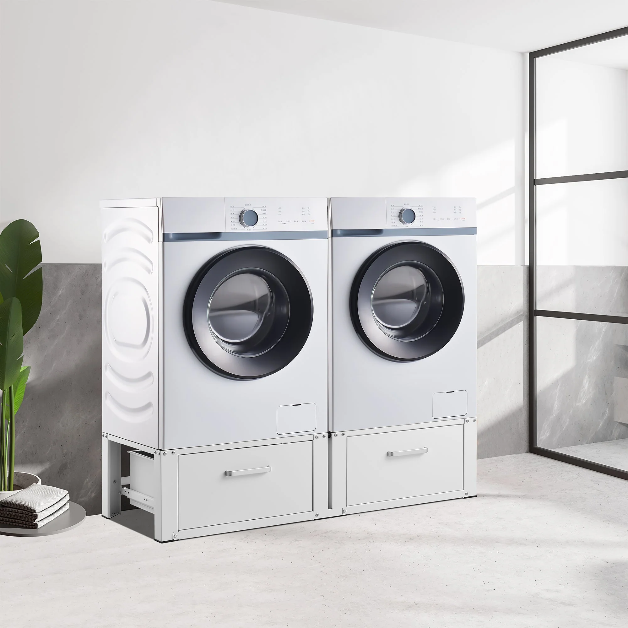 [en.casa] Wasmachine sokkel dubbel Heyen verhoger met lades - Image 2