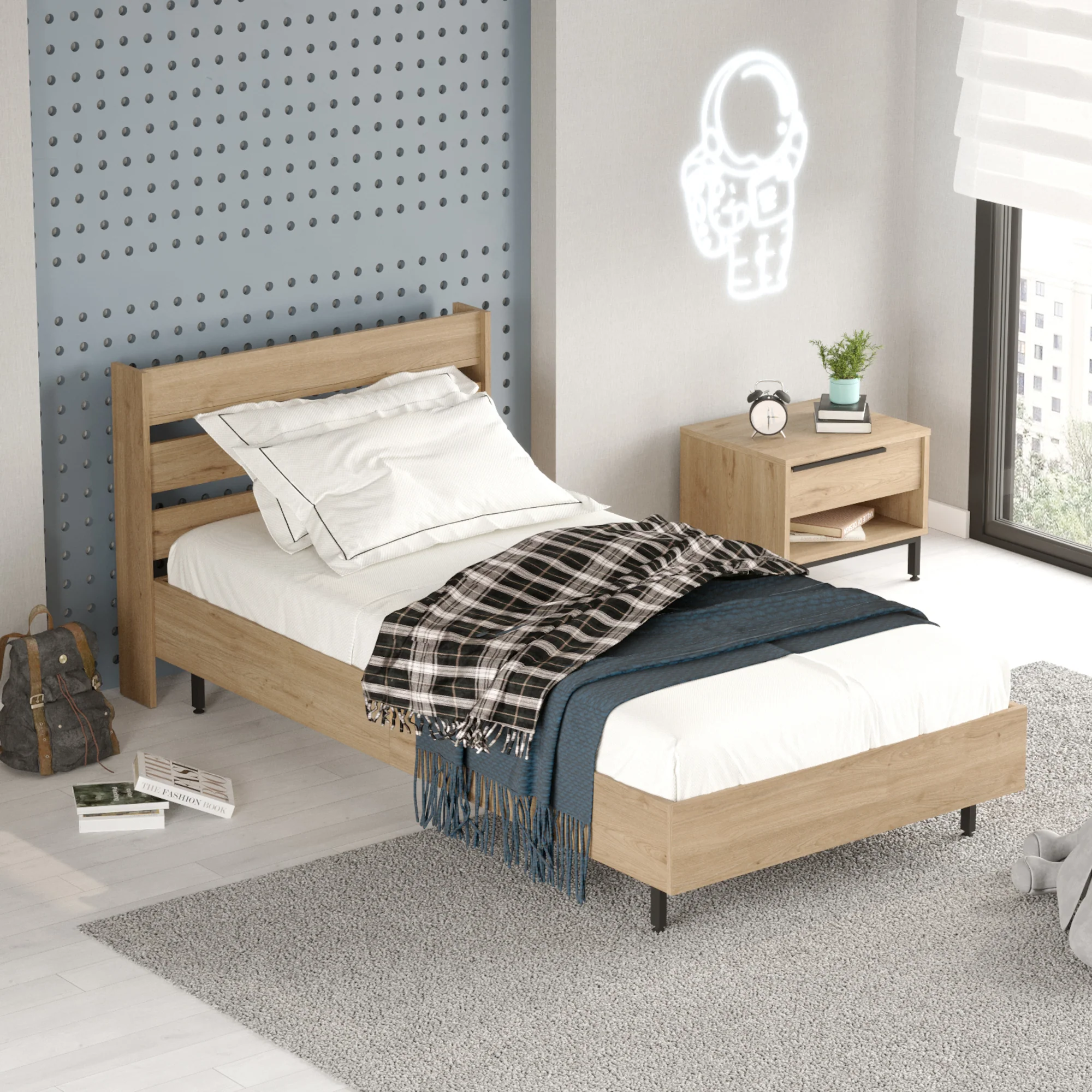 Eenpersoonsbed Vesanto met bedbodem 200x100 cm [en.casa] - Image 2