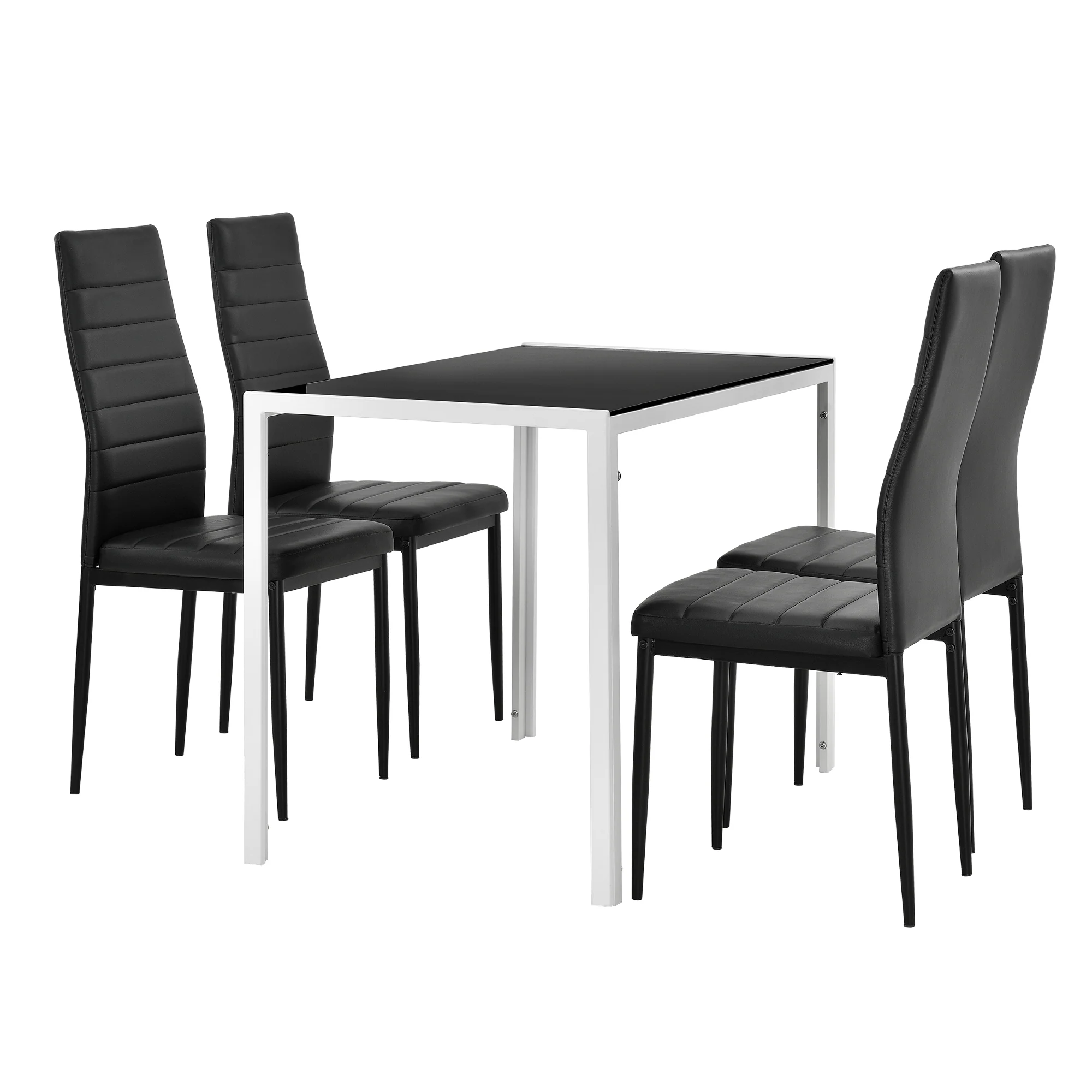 Eetkamerset eethoek Porvoo 5-delig gehard glas tafel met stoelen - verschillende kleuren - Image 4
