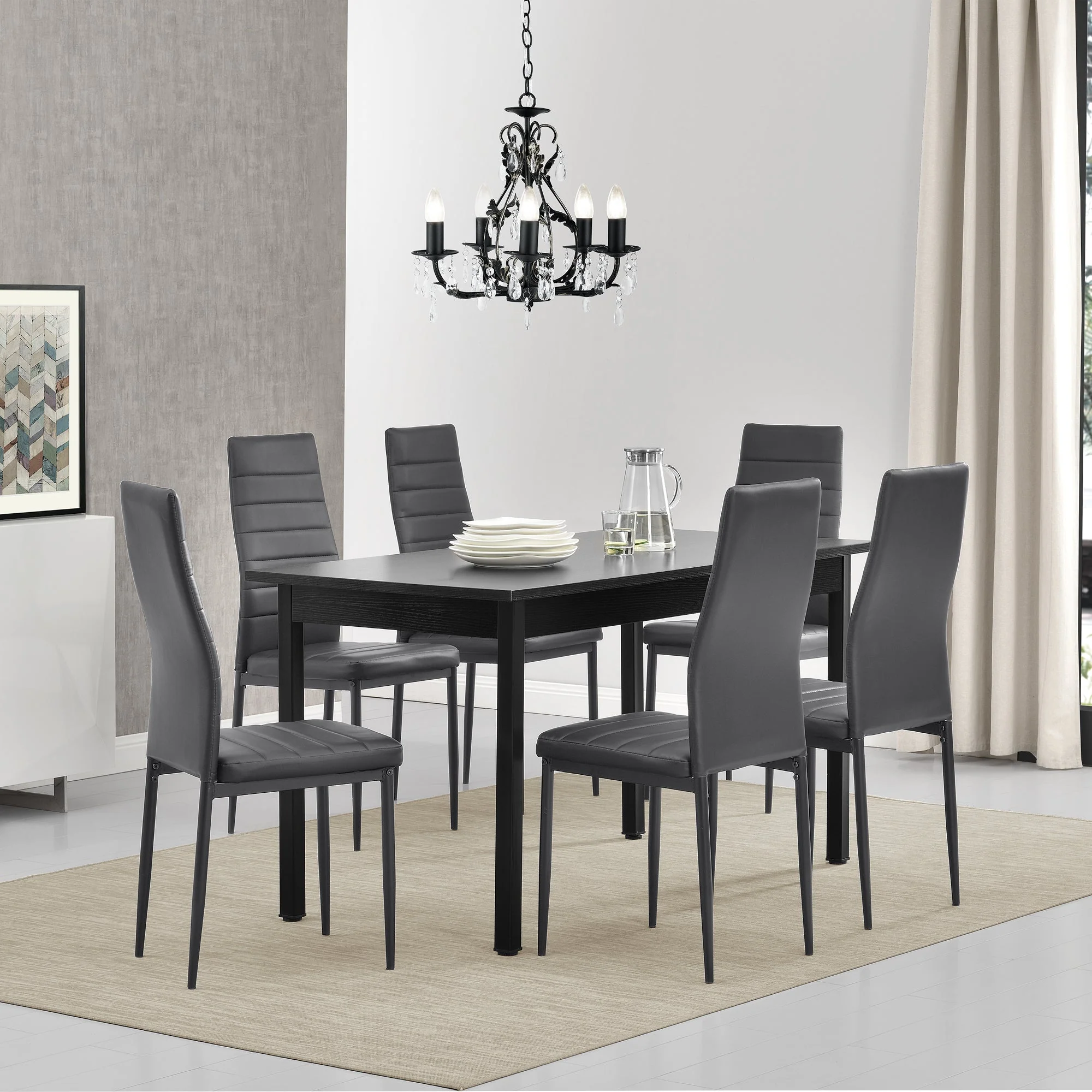 [en.casa]® Eetkamerset Turku - 7-delig - verschillende kleuren - Image 5