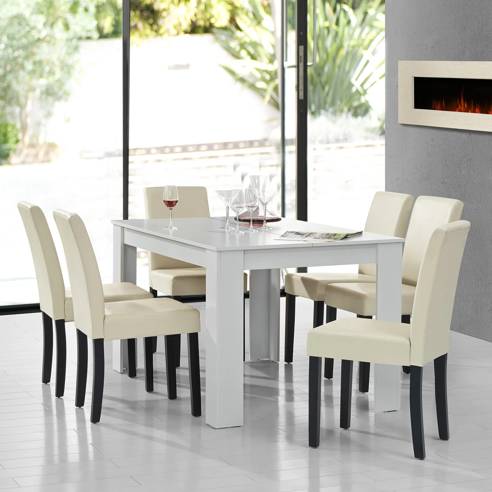 Eetkamerset eethoek 7-delig set tafel en stoelen - 24 varianten - Image 29
