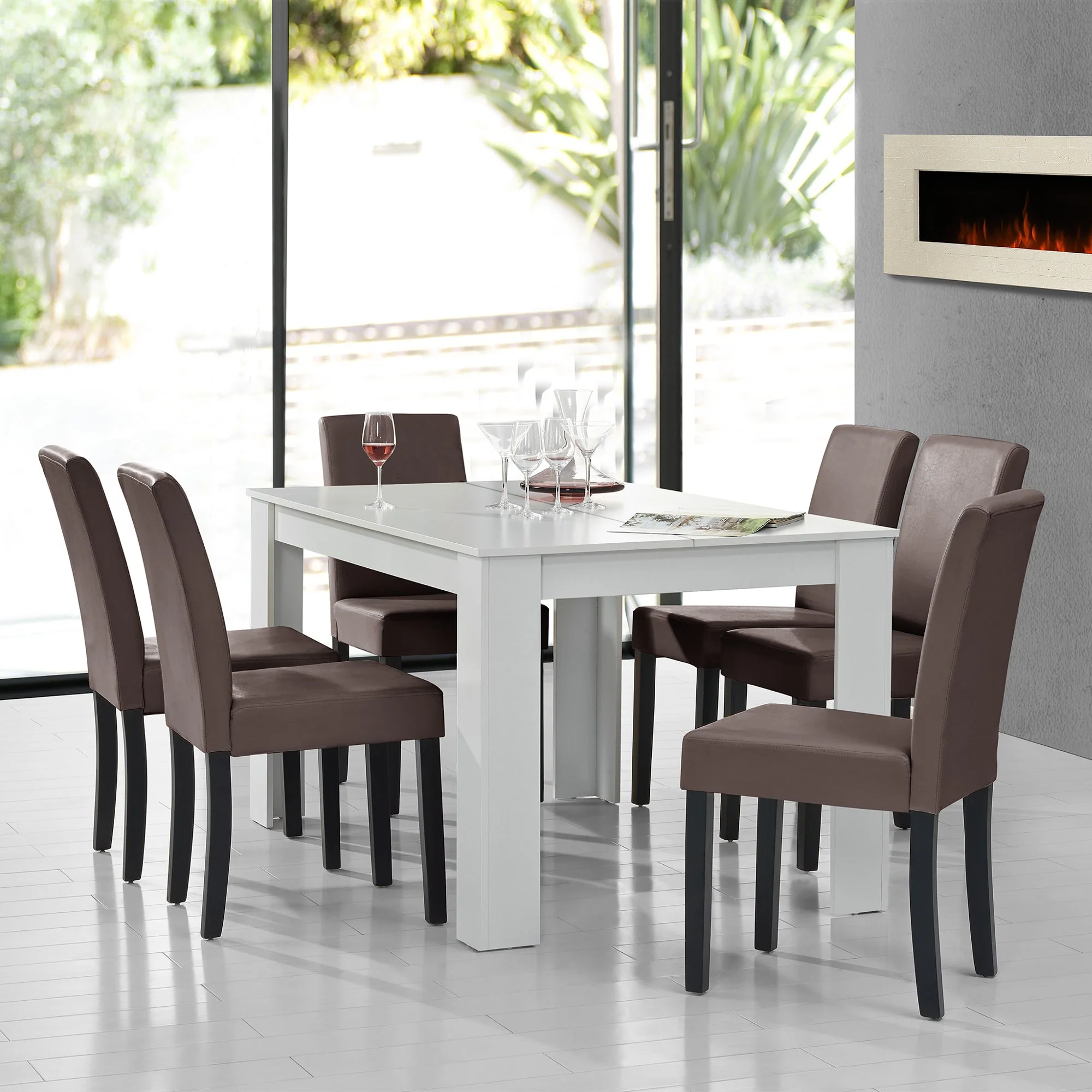 Eetkamerset eethoek 7-delig set tafel en stoelen - 24 varianten - Image 30