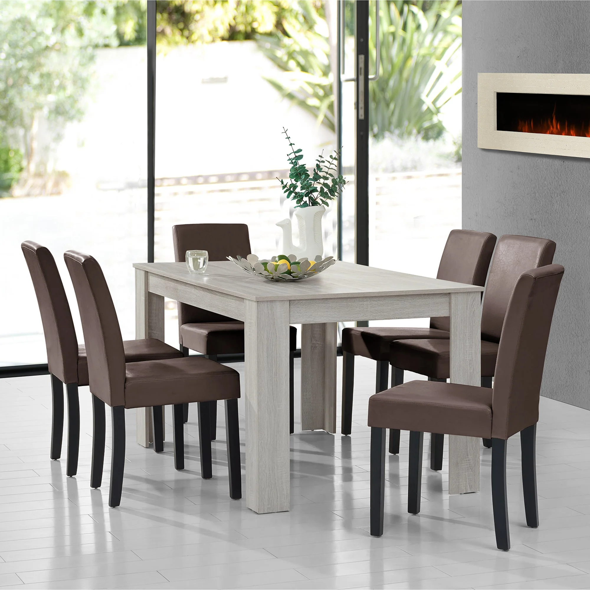 Eetkamerset eethoek 7-delig set tafel en stoelen - 24 varianten - Image 36