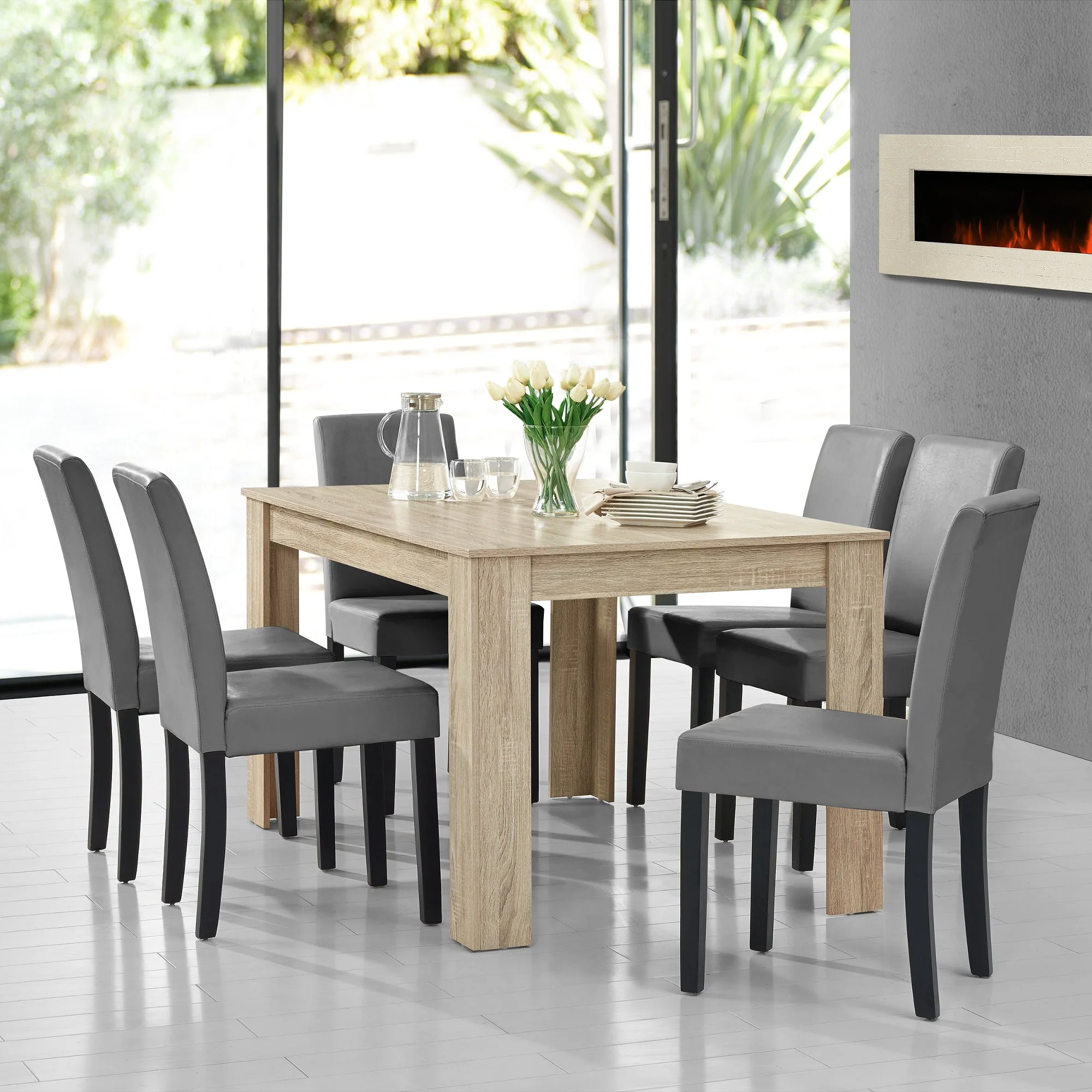 Eetkamerset eethoek 7-delig set tafel en stoelen - 24 varianten - Image 38