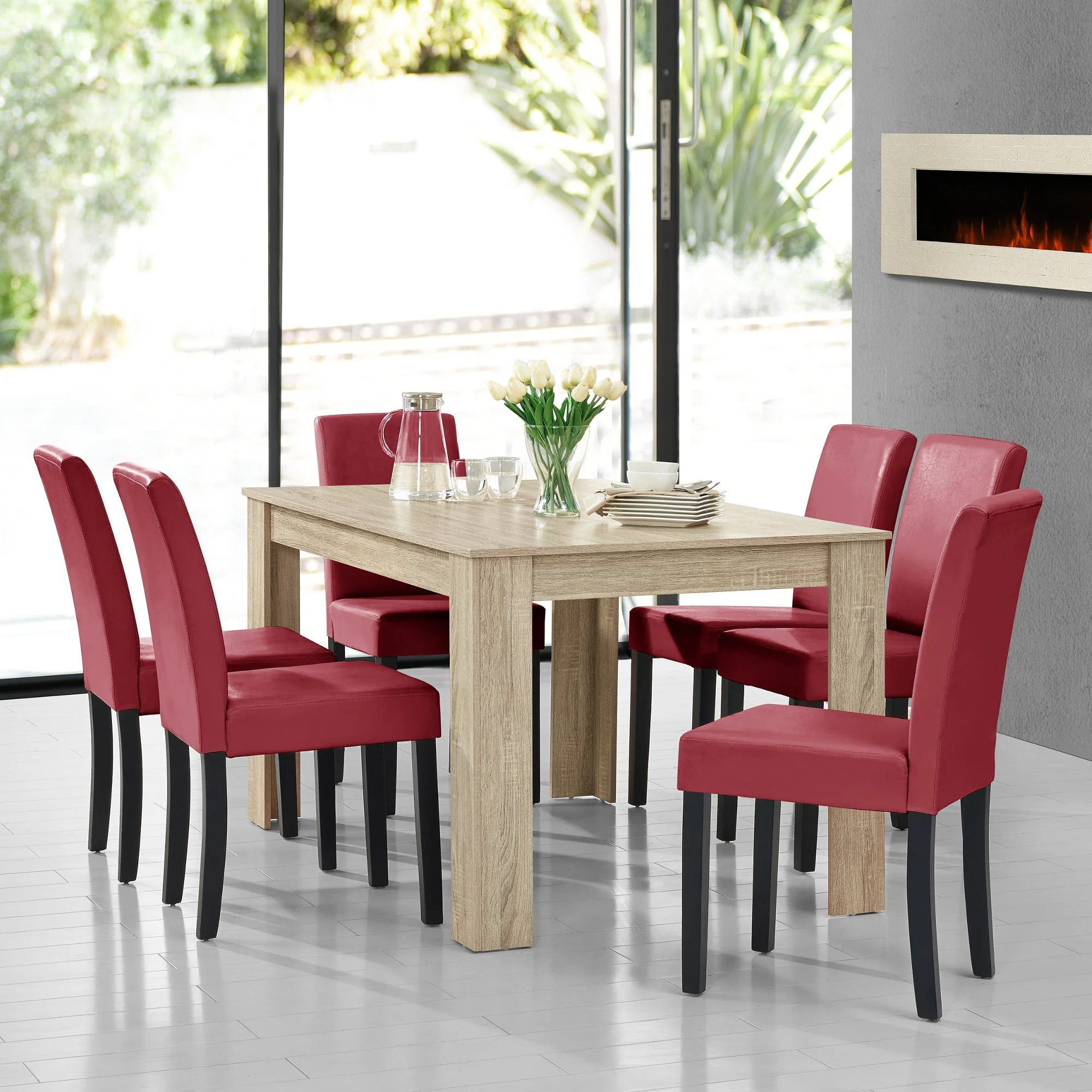 Eetkamerset eethoek 7-delig set tafel en stoelen - 24 varianten - Image 39