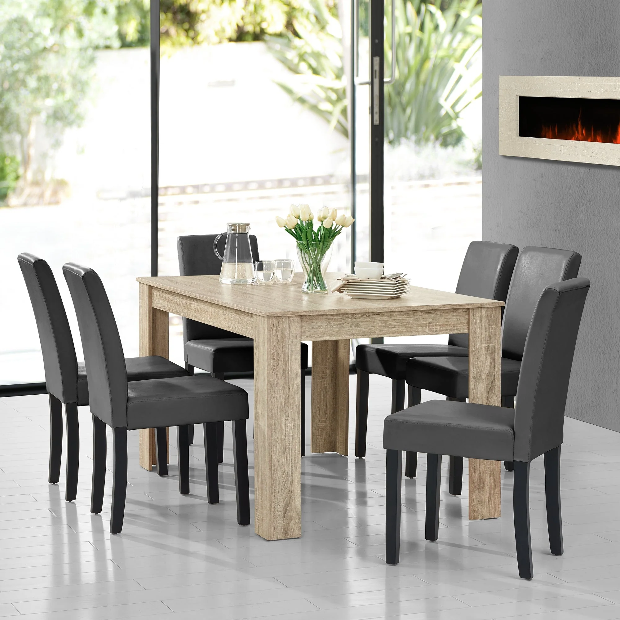 Eetkamerset eethoek 7-delig set tafel en stoelen - 24 varianten - Image 40