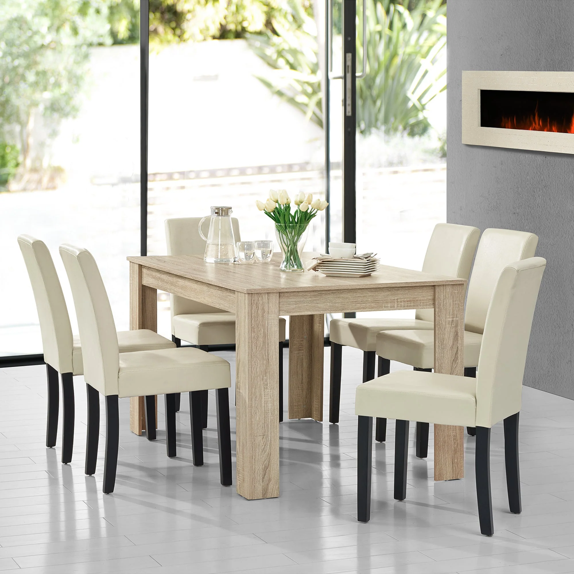 Eetkamerset eethoek 7-delig set tafel en stoelen - 24 varianten - Image 41