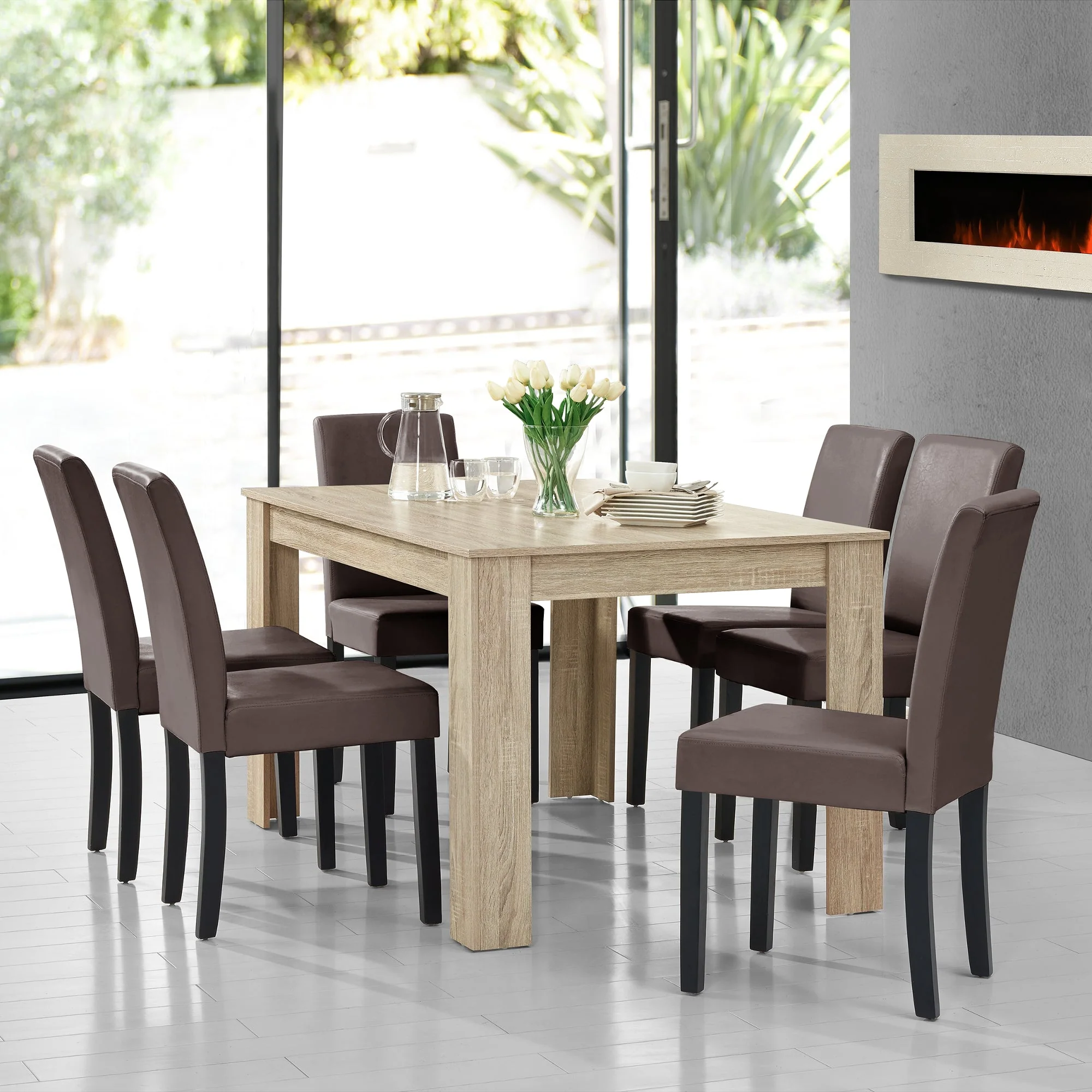 Eetkamerset eethoek 7-delig set tafel en stoelen - 24 varianten - Image 42