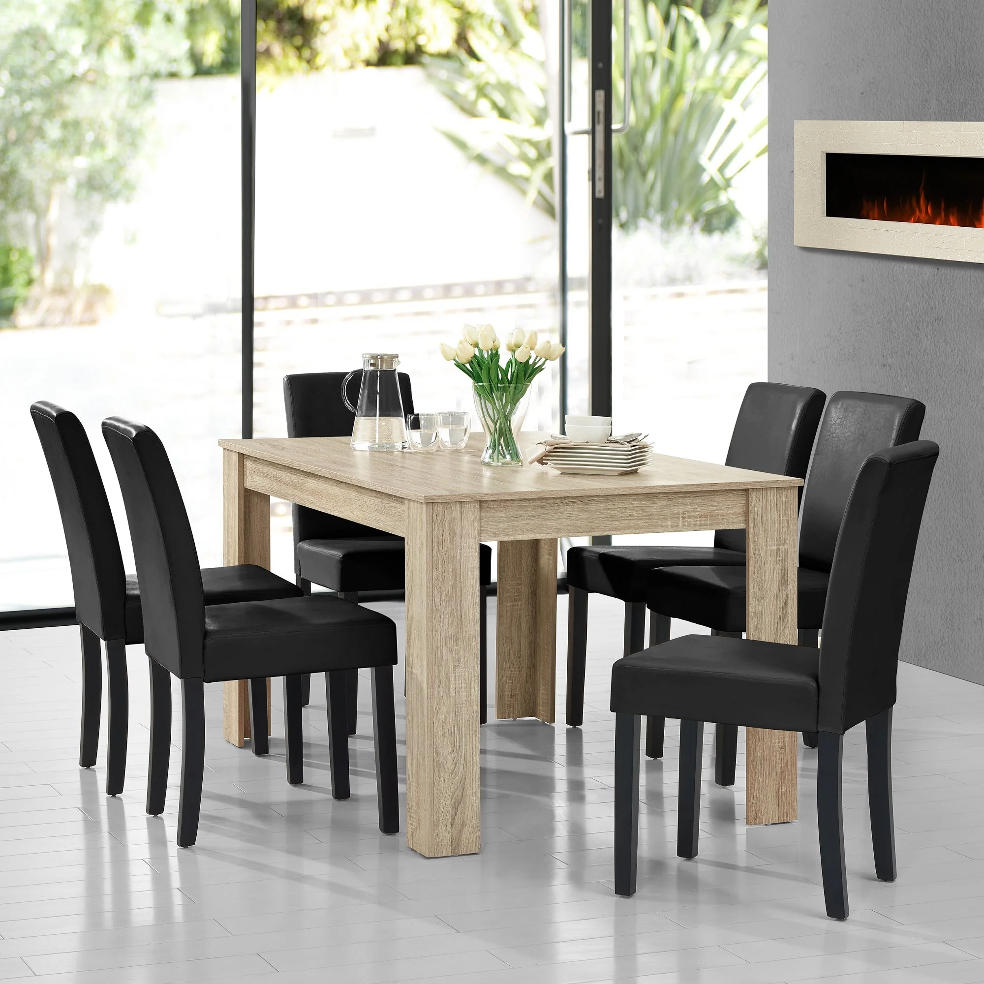 Eetkamerset eethoek 7-delig set tafel en stoelen - 24 varianten - Image 43
