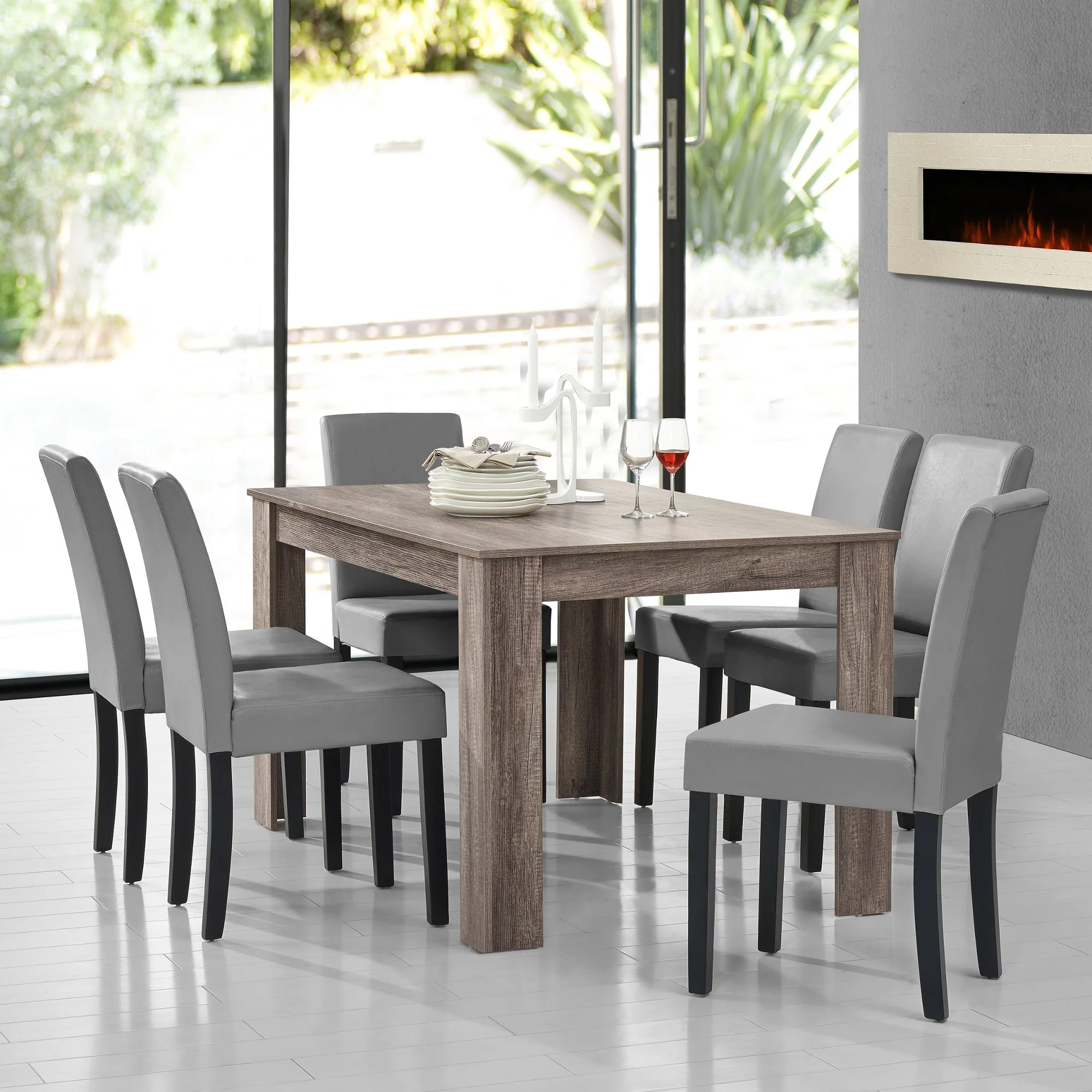 Eetkamerset eethoek 7-delig set tafel en stoelen - 24 varianten - Image 44