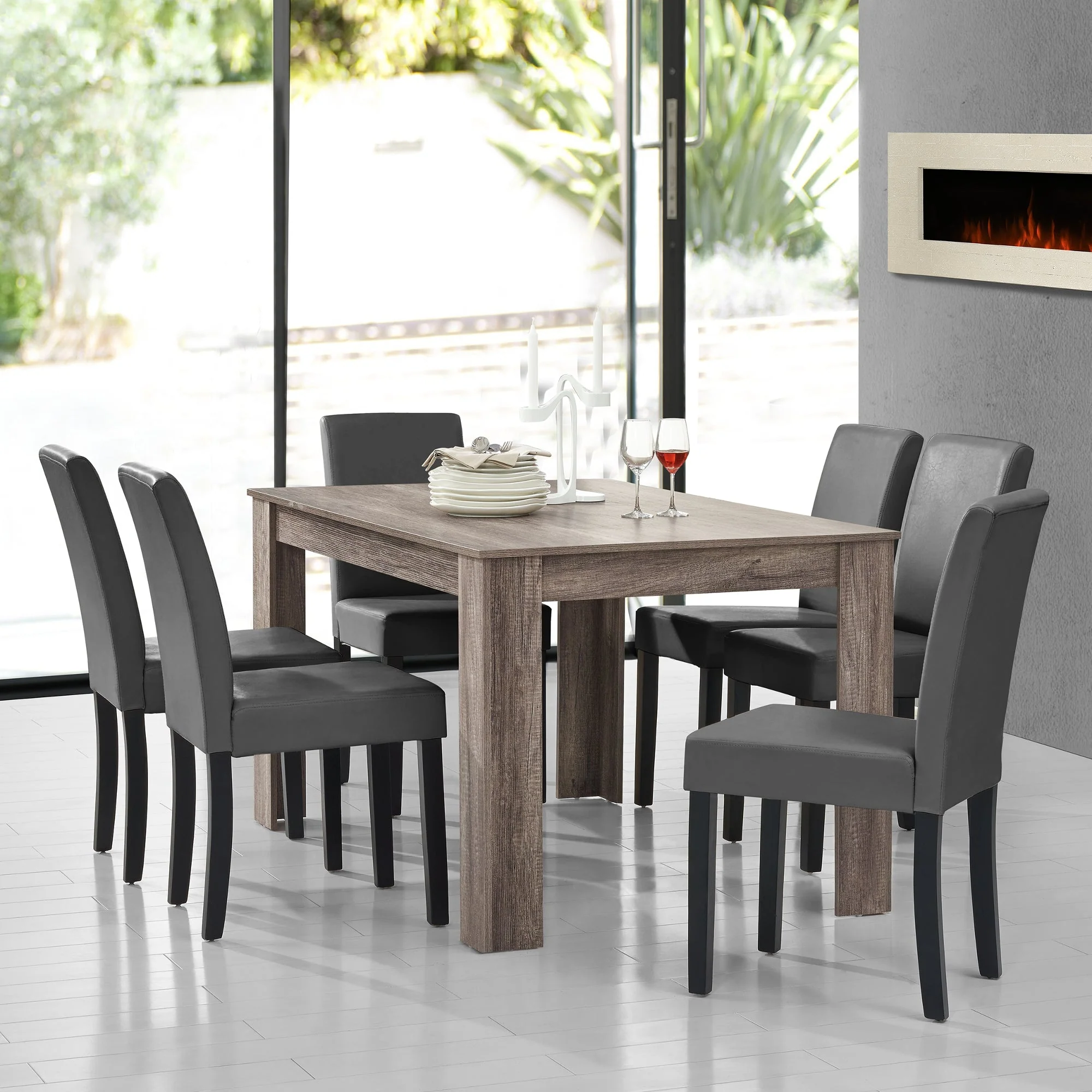 Eetkamerset eethoek 7-delig set tafel en stoelen - 24 varianten - Image 46