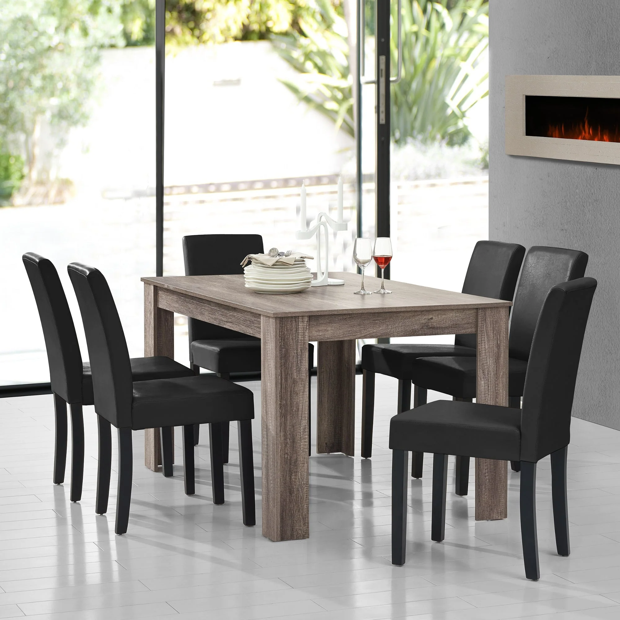 Eetkamerset eethoek 7-delig set tafel en stoelen - 24 varianten - Image 49