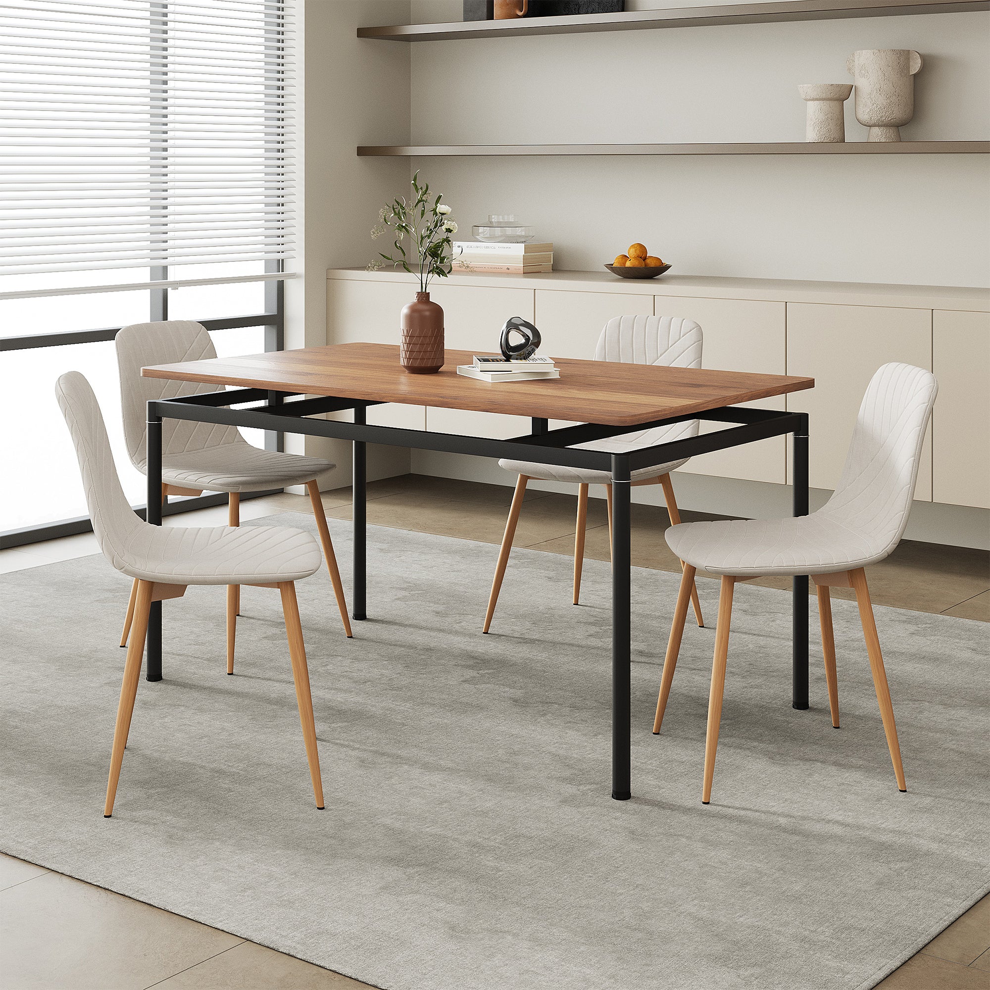 Eetkamerset Hemnes en Köfering 5-delig [en.casa] - Image 3